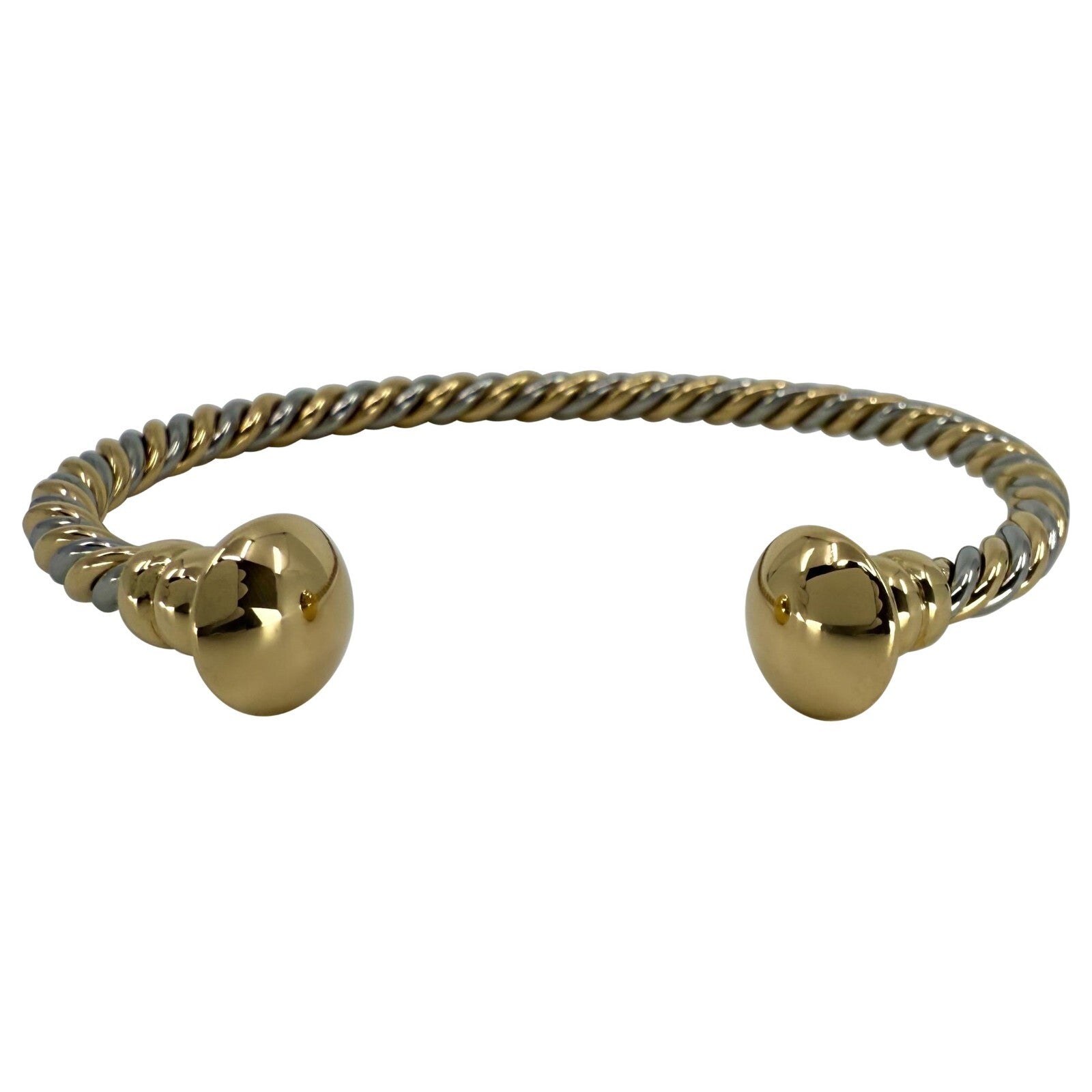 Bvlgari Bulgari Tubogas 18k Yellow Gold Steel Twist Bangle Bracelet Cuff