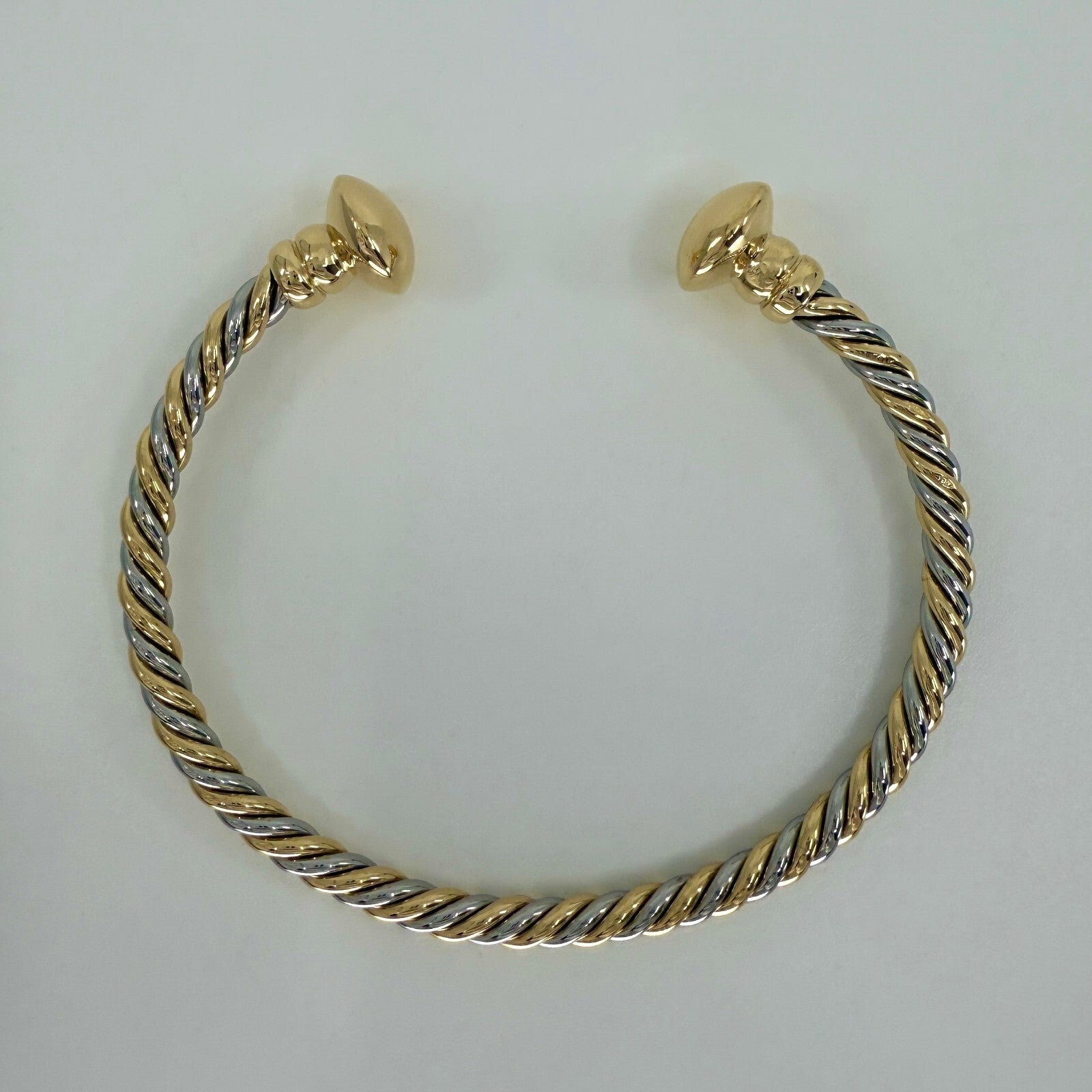 Bvlgari Bulgari Tubogas 18k Yellow Gold Steel Twist Bangle Bracelet Cuff — view 3