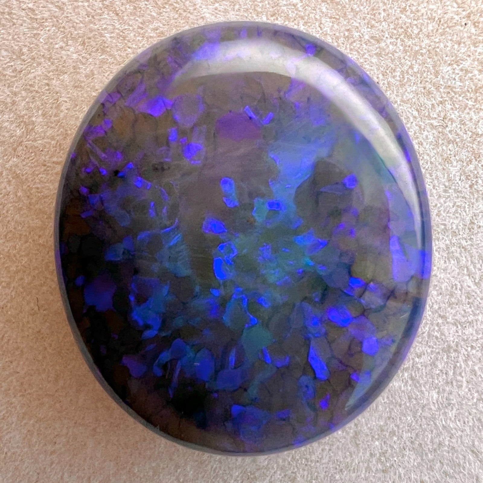 RARE 26.73ct LARGE Black Opal Australian NATURAL Oval Cabochon 25x21.5m Gemstone — view 3