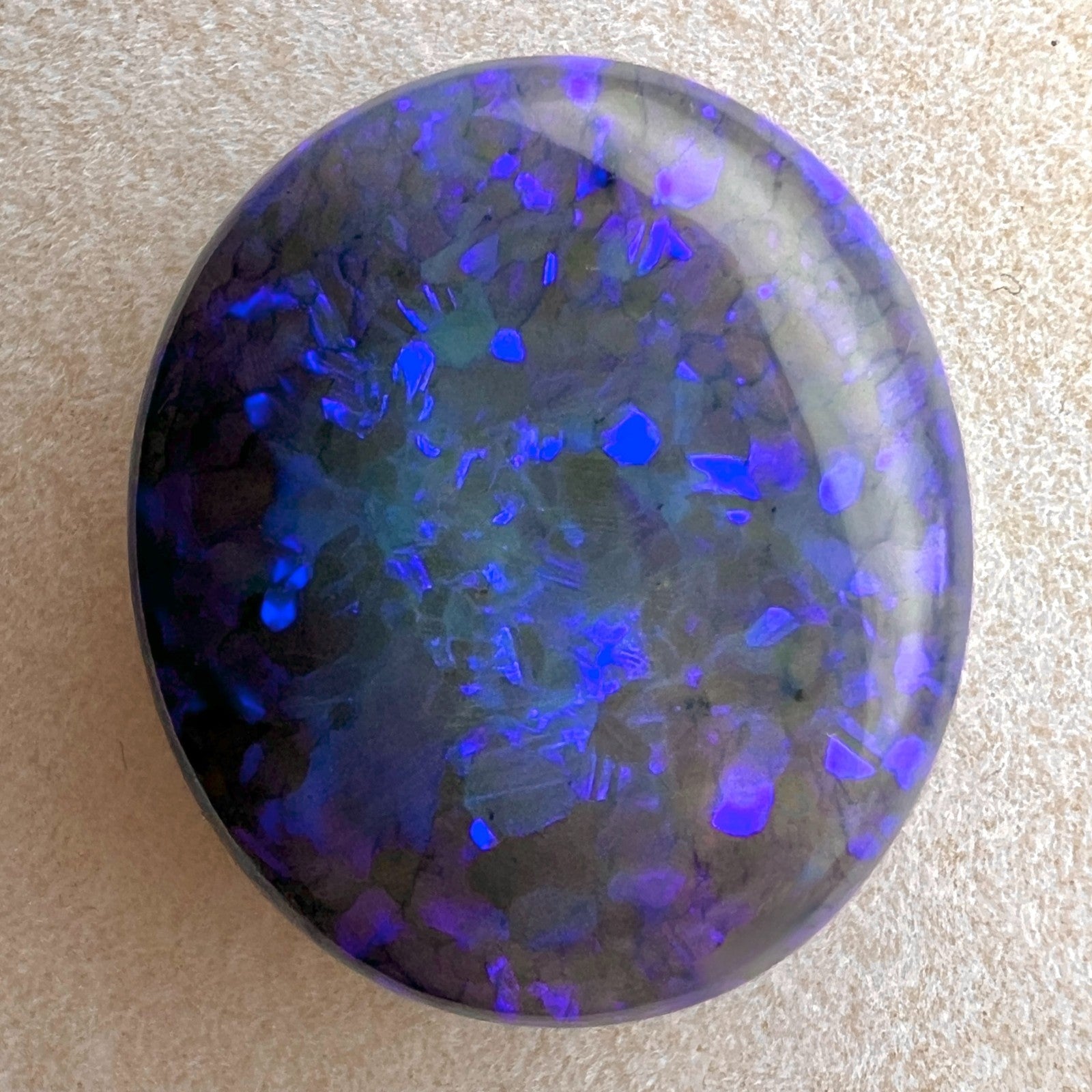 RARE 26.73ct LARGE Black Opal Australian NATURAL Oval Cabochon 25x21.5m Gemstone — view 4