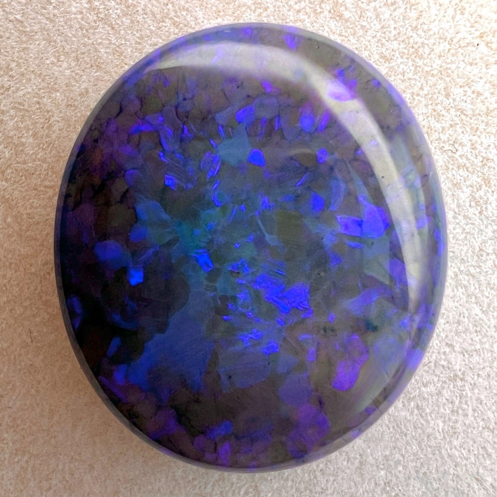 RARE 26.73ct LARGE Black Opal Australian NATURAL Oval Cabochon 25x21.5m Gemstone — view 5