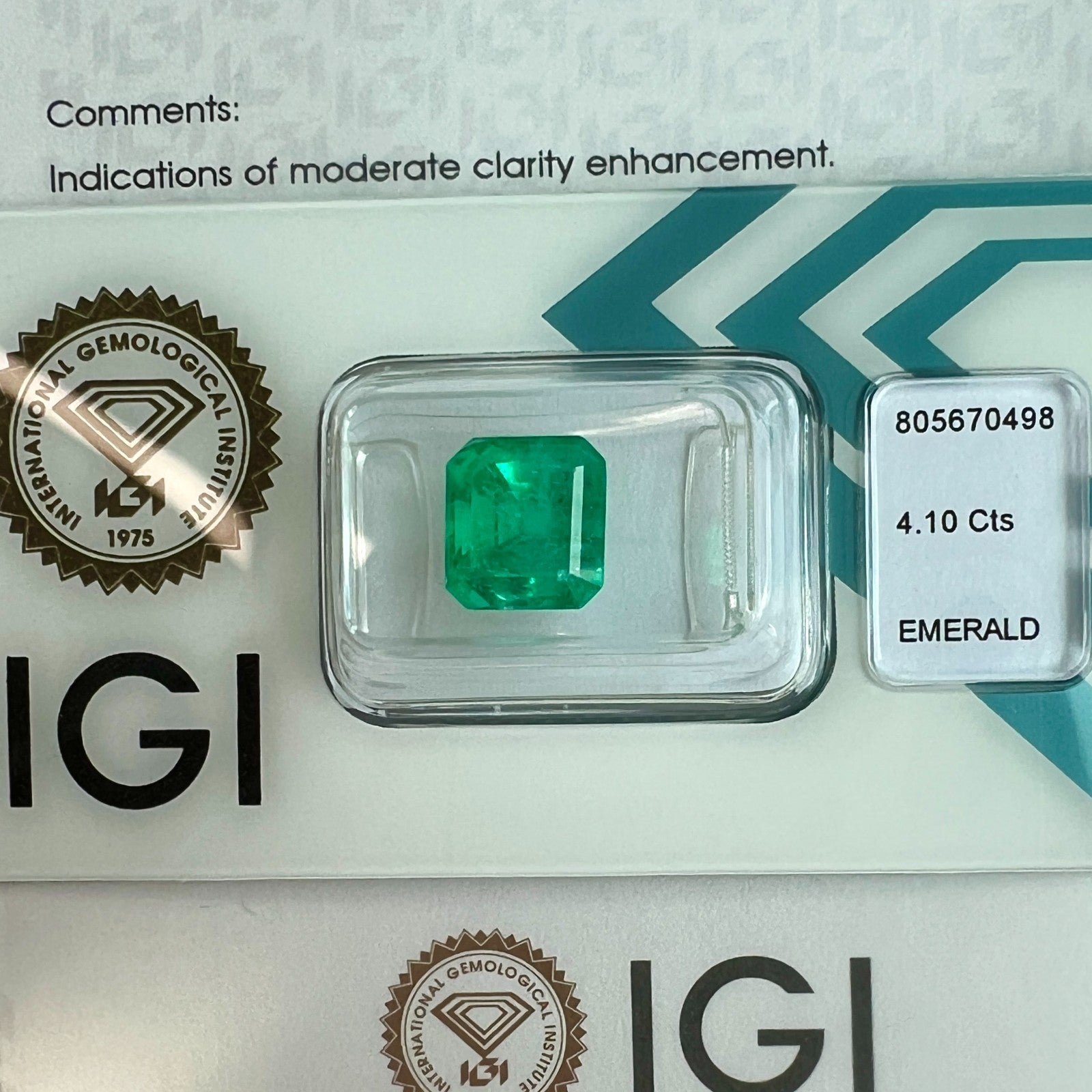 4.10ct Natural IGI CERTIFIED COLOMBIAN Emerald VIVID Green OCATGON Cut RARE Gem — view 2
