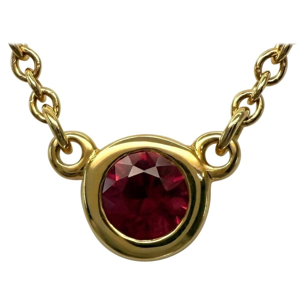 Tiffany & Co. Elsa Peretti Round Red Ruby By The Yard 18k Yellow Gold Necklace