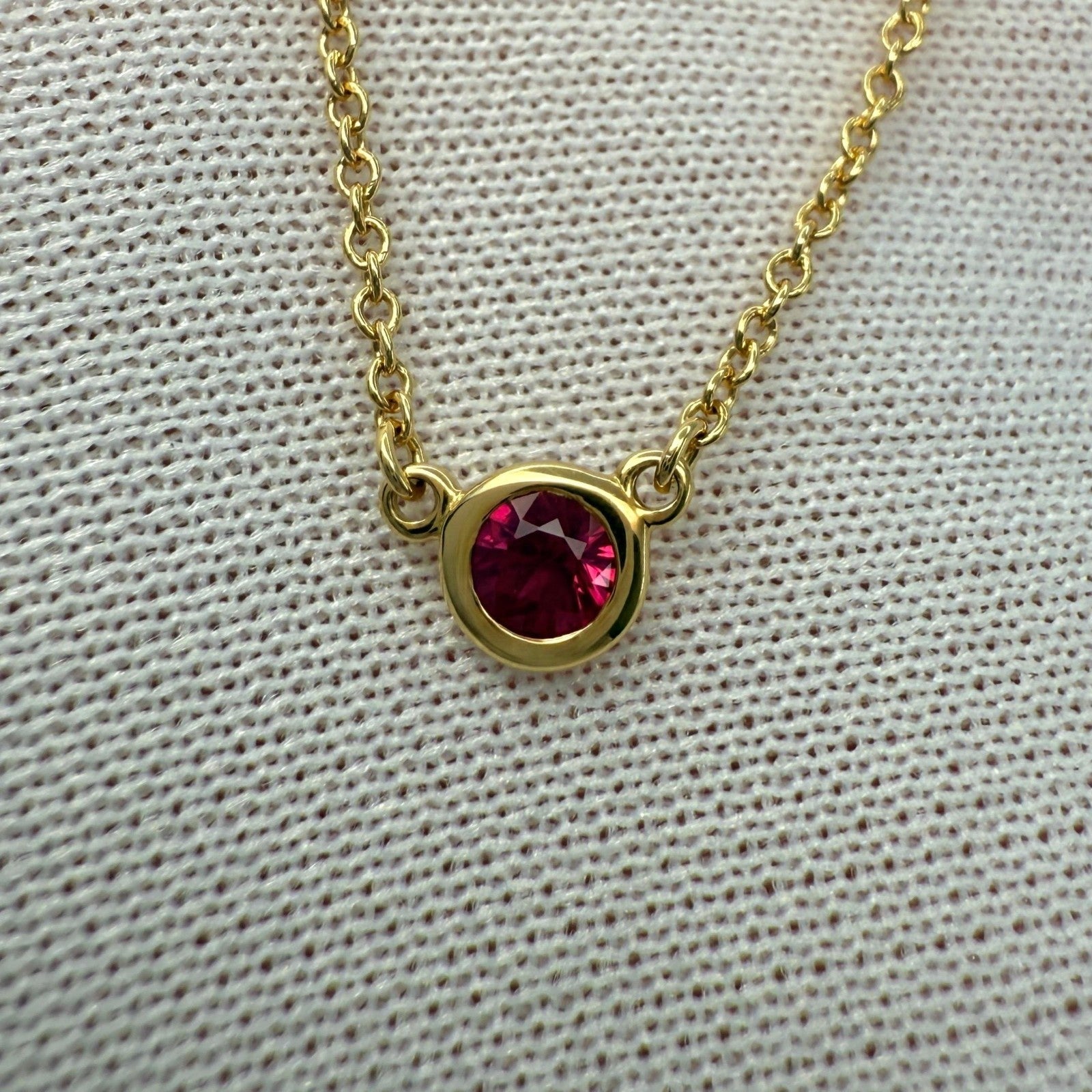Tiffany & Co. Elsa Peretti Round Red Ruby By The Yard 18k Yellow Gold Necklace — view 3