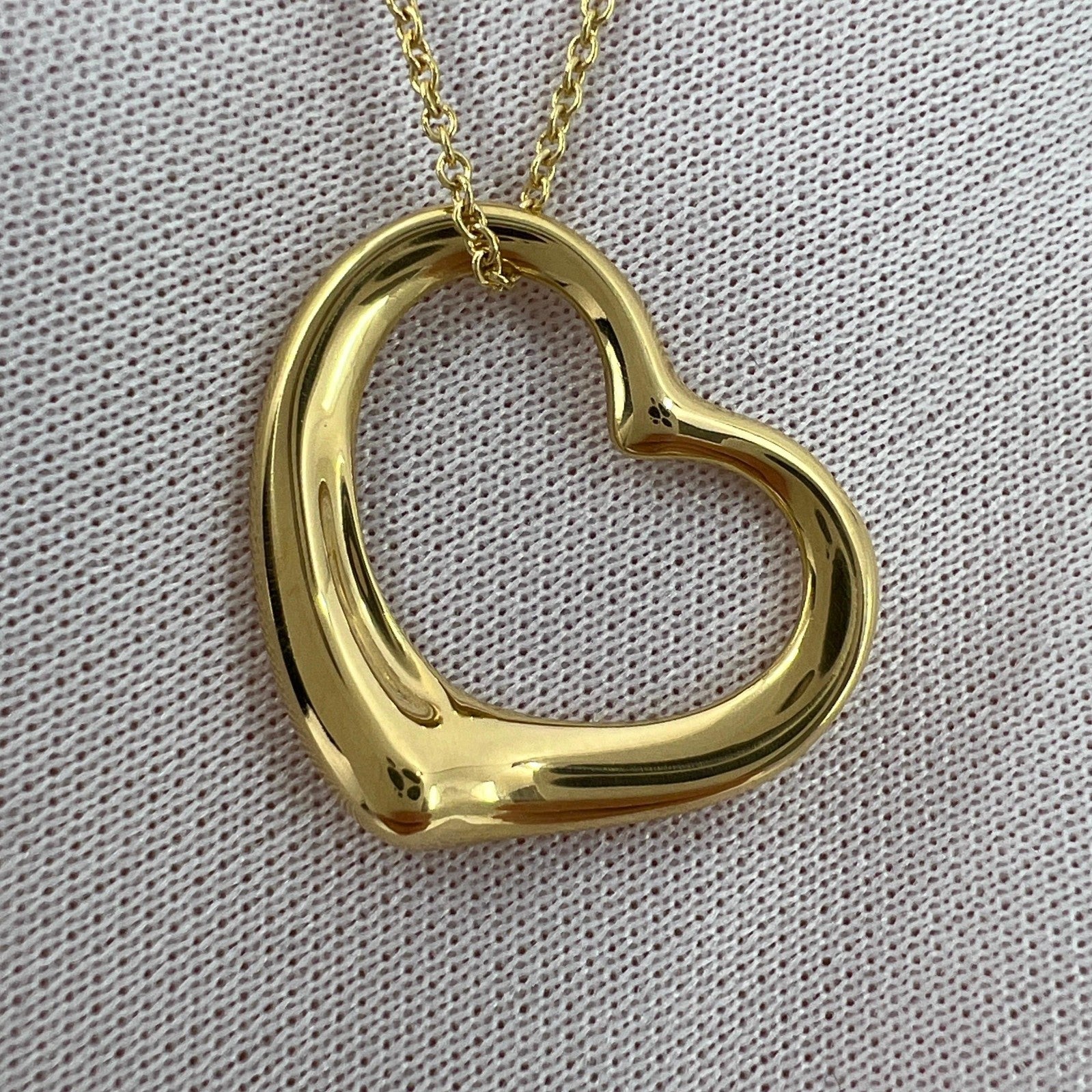 Tiffany & Co. Elsa Peretti 22mm Large Open Heart 18k Gold Pendant Necklace — view 2