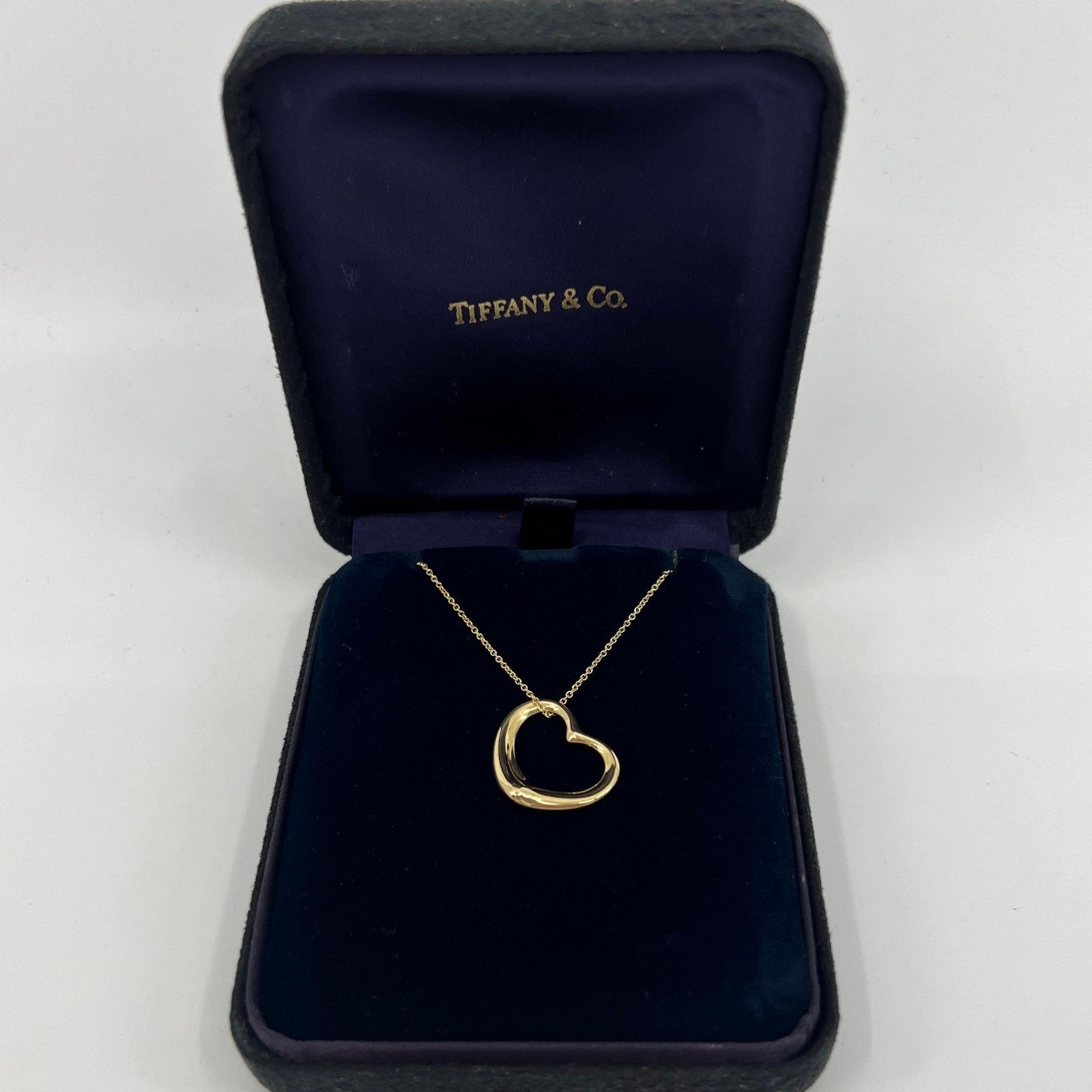 Tiffany & Co. Elsa Peretti 22mm Large Open Heart 18k Gold Pendant Necklace — view 3