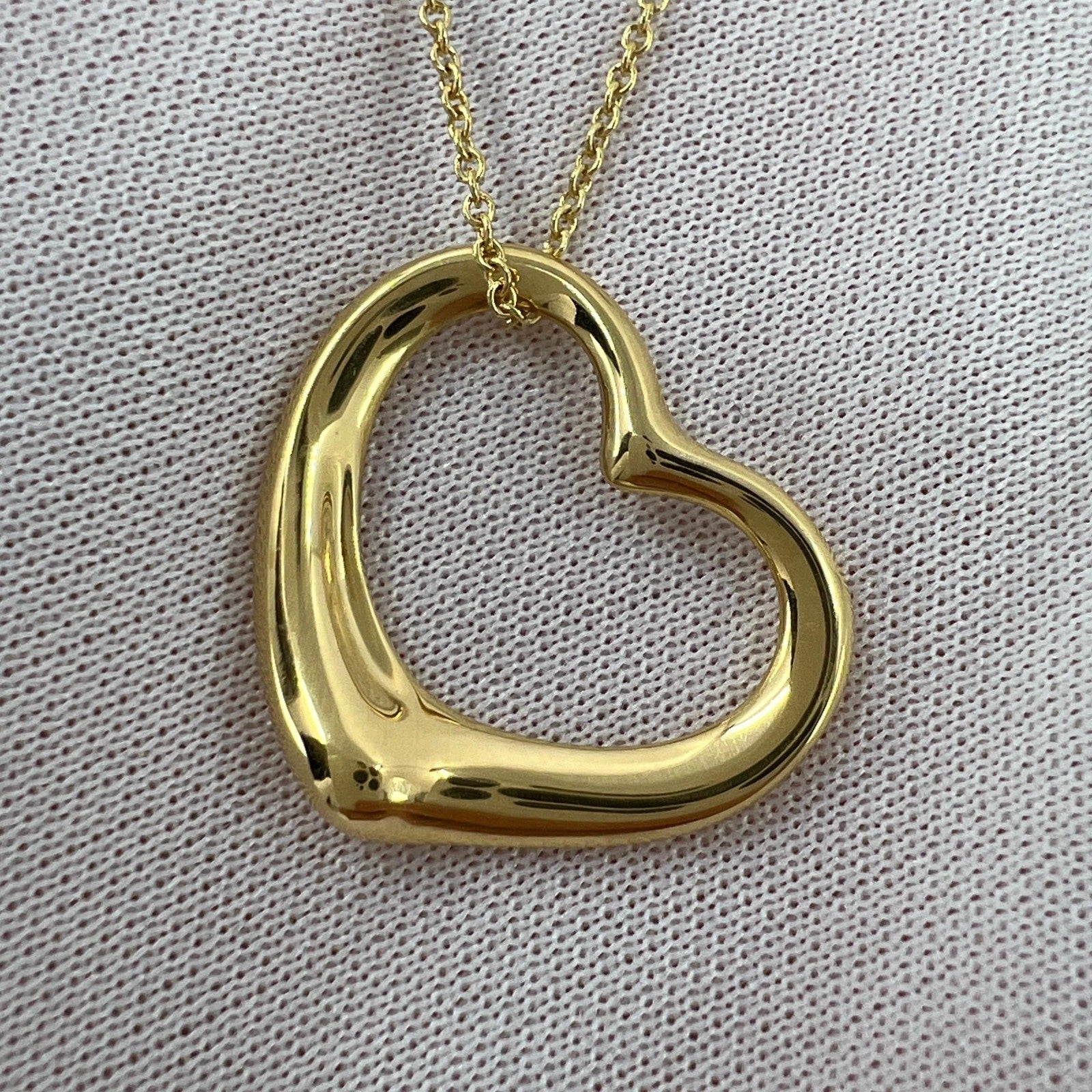 Tiffany & Co. Elsa Peretti 22mm Large Open Heart 18k Gold Pendant Necklace — view 5