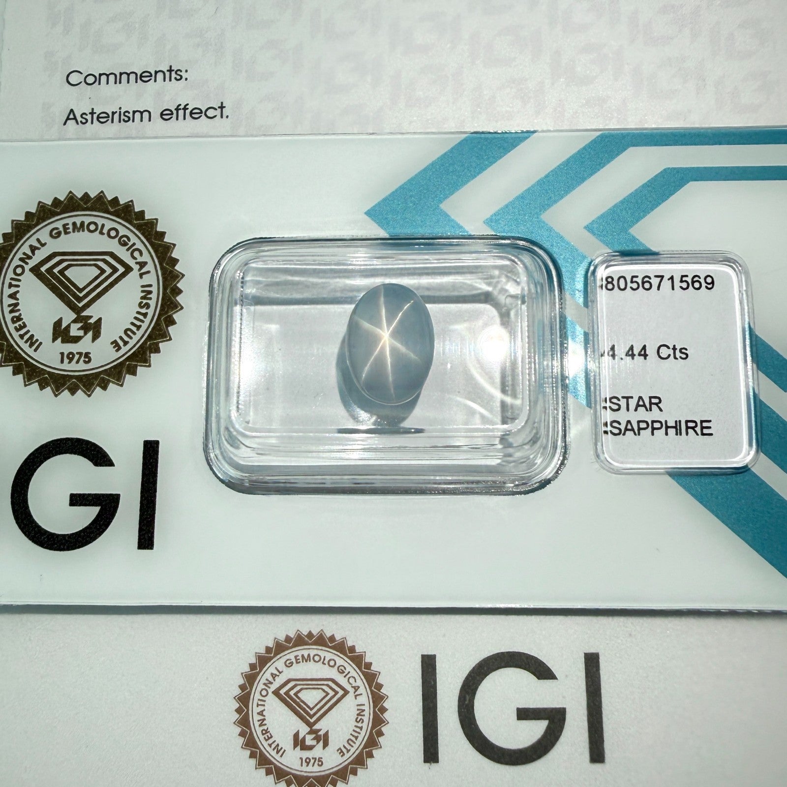 IGI CERTIFIED 4.44ct UNTREATED Ceylon Blue STAR Sapphire NATURAL Oval RARE Gem — view 3