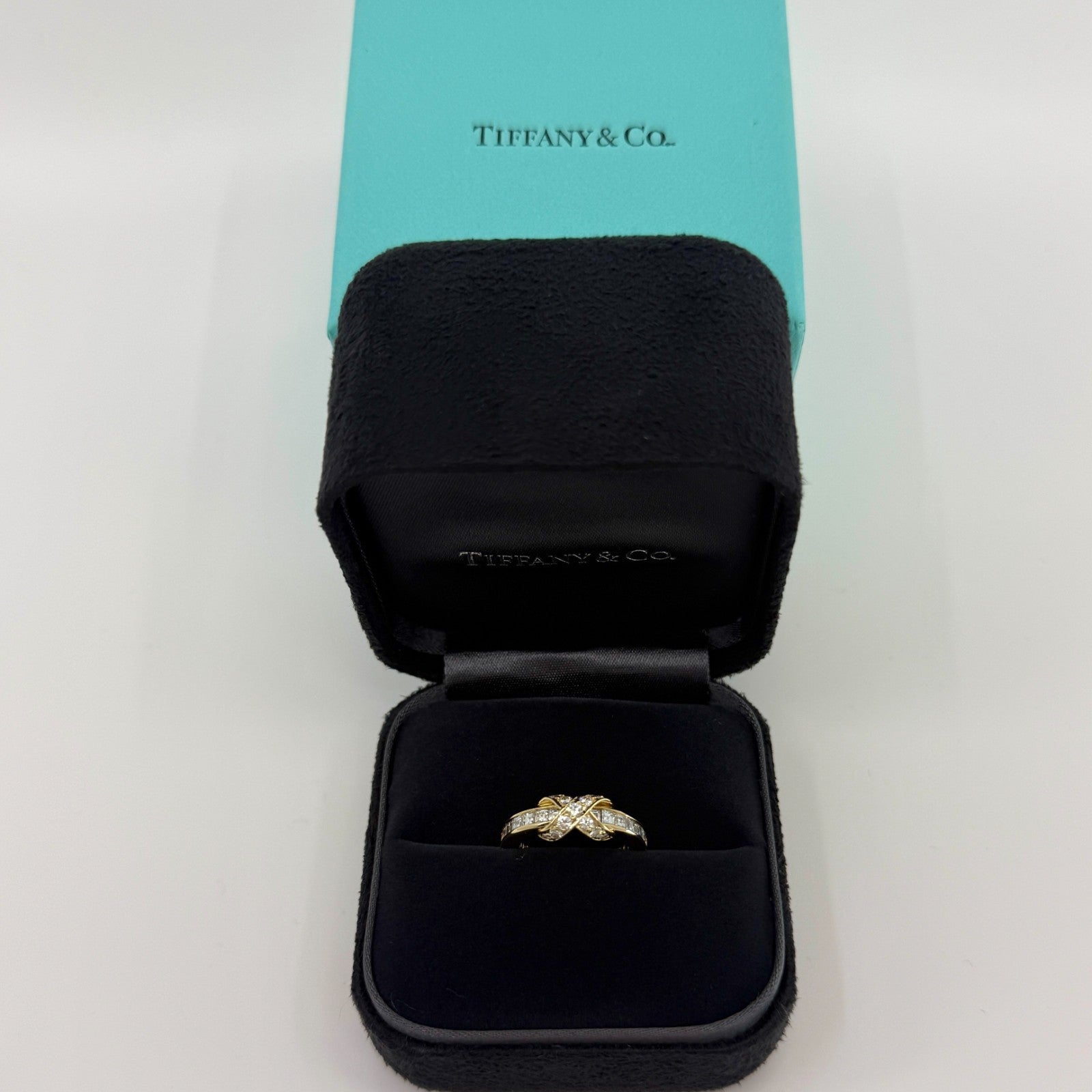 Rare 1970's Vintage Tiffany & Co Diamond 18k Yellow Gold Signature X Cross Ring — view 2