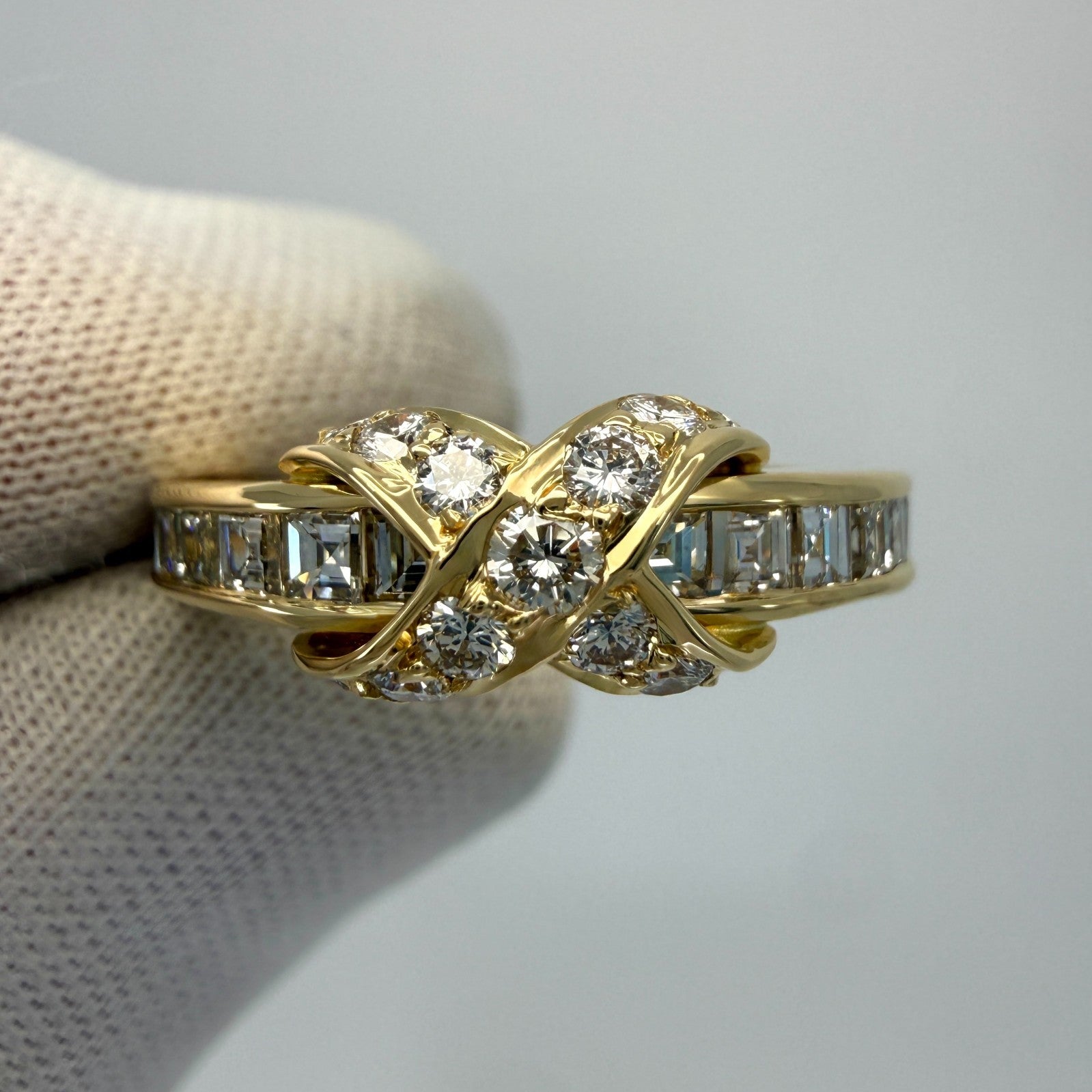 Rare 1970's Vintage Tiffany & Co Diamond 18k Yellow Gold Signature X Cross Ring — view 3