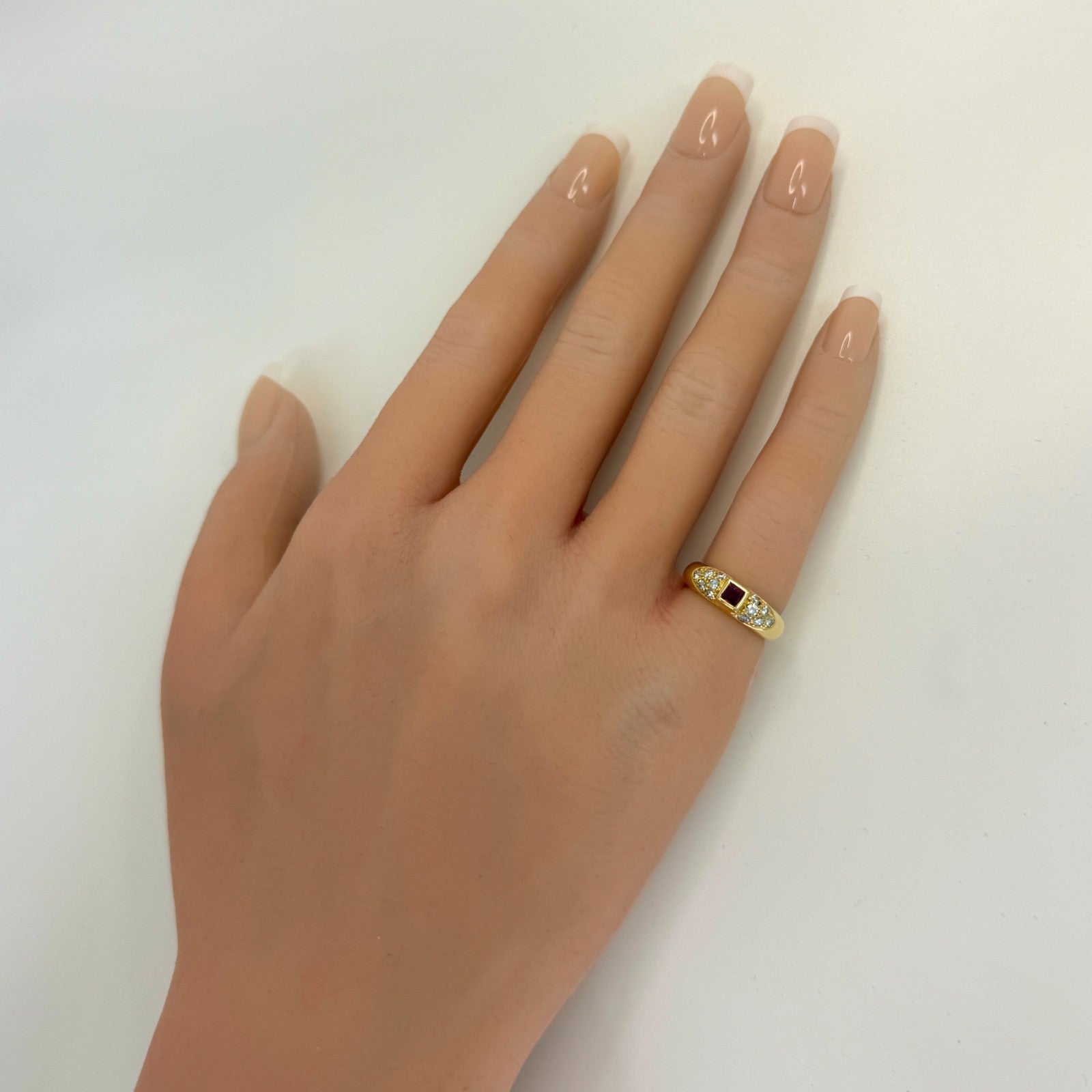 Rare Vintage Van Cleef & Arpels Square Cut Ruby & Diamond 18k Yellow Gold Ring 3 — view 5