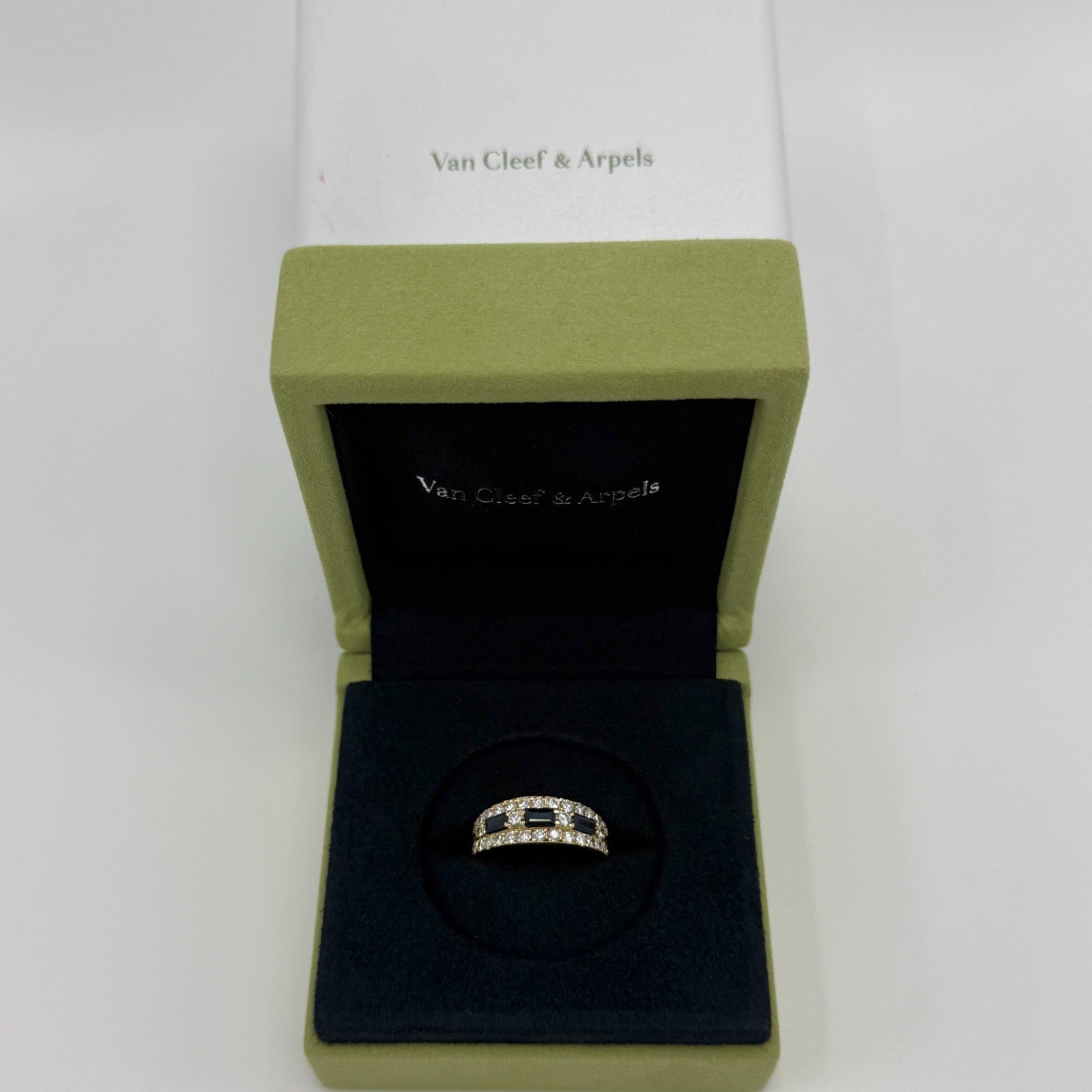 Rare Vintage Van Cleef & Arpels Blue Sapphire & Diamond Cocktail Band Ring — view 2