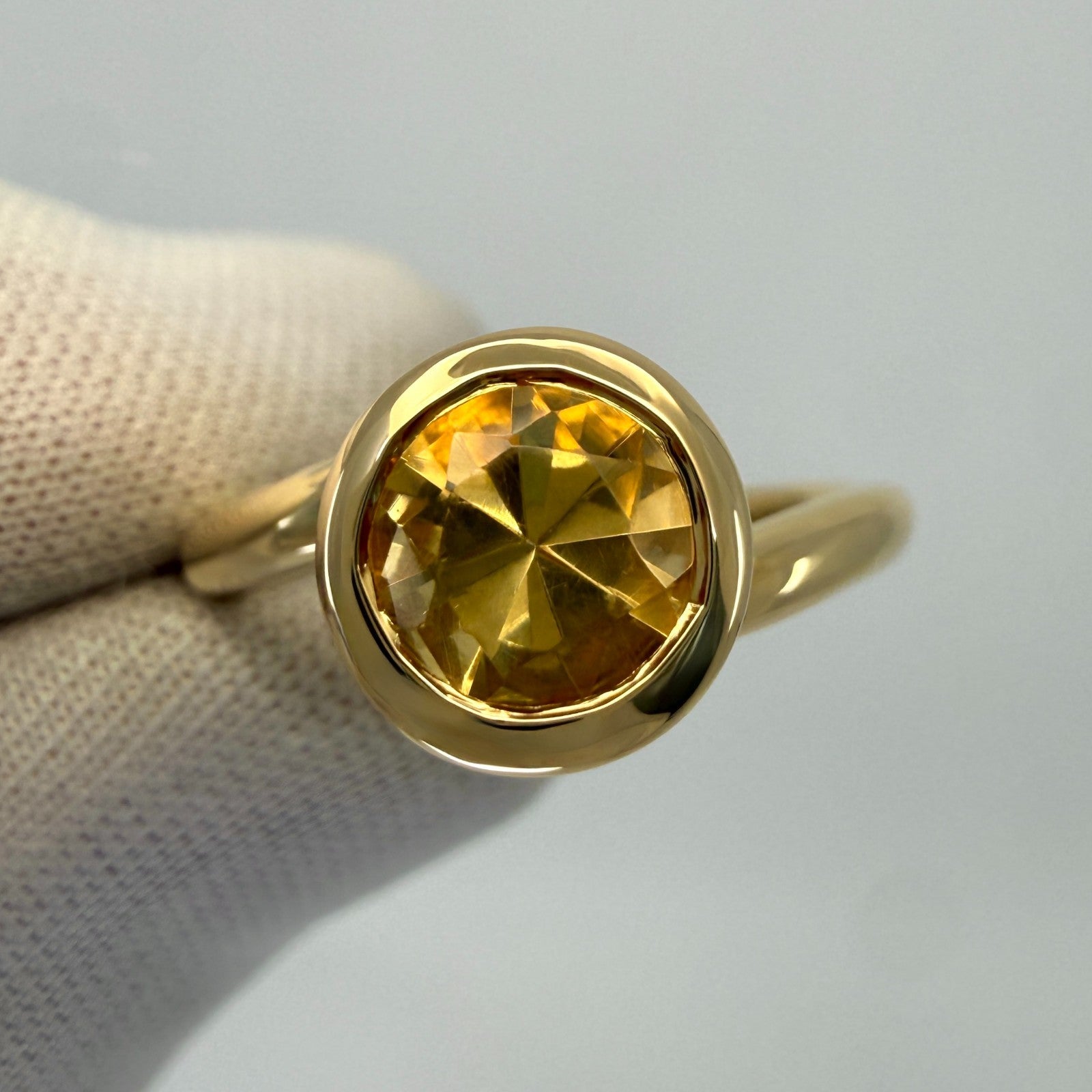 Rare Vintage Angela Cummings 1986 Yellow Orange Citrine Round Cut 18k Gold Ring — view 2