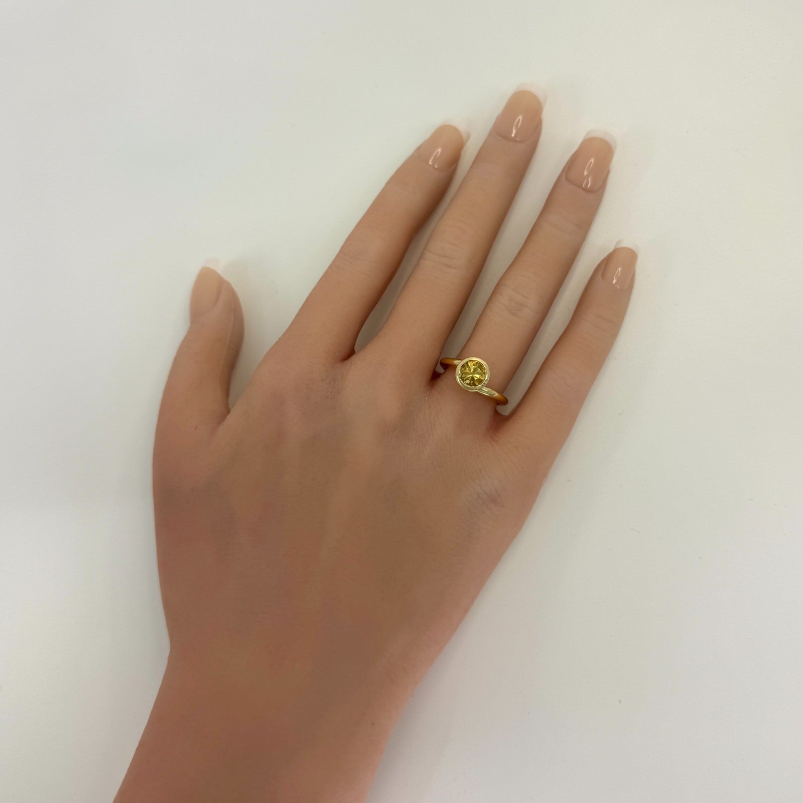 Rare Vintage Angela Cummings 1986 Yellow Orange Citrine Round Cut 18k Gold Ring — view 3