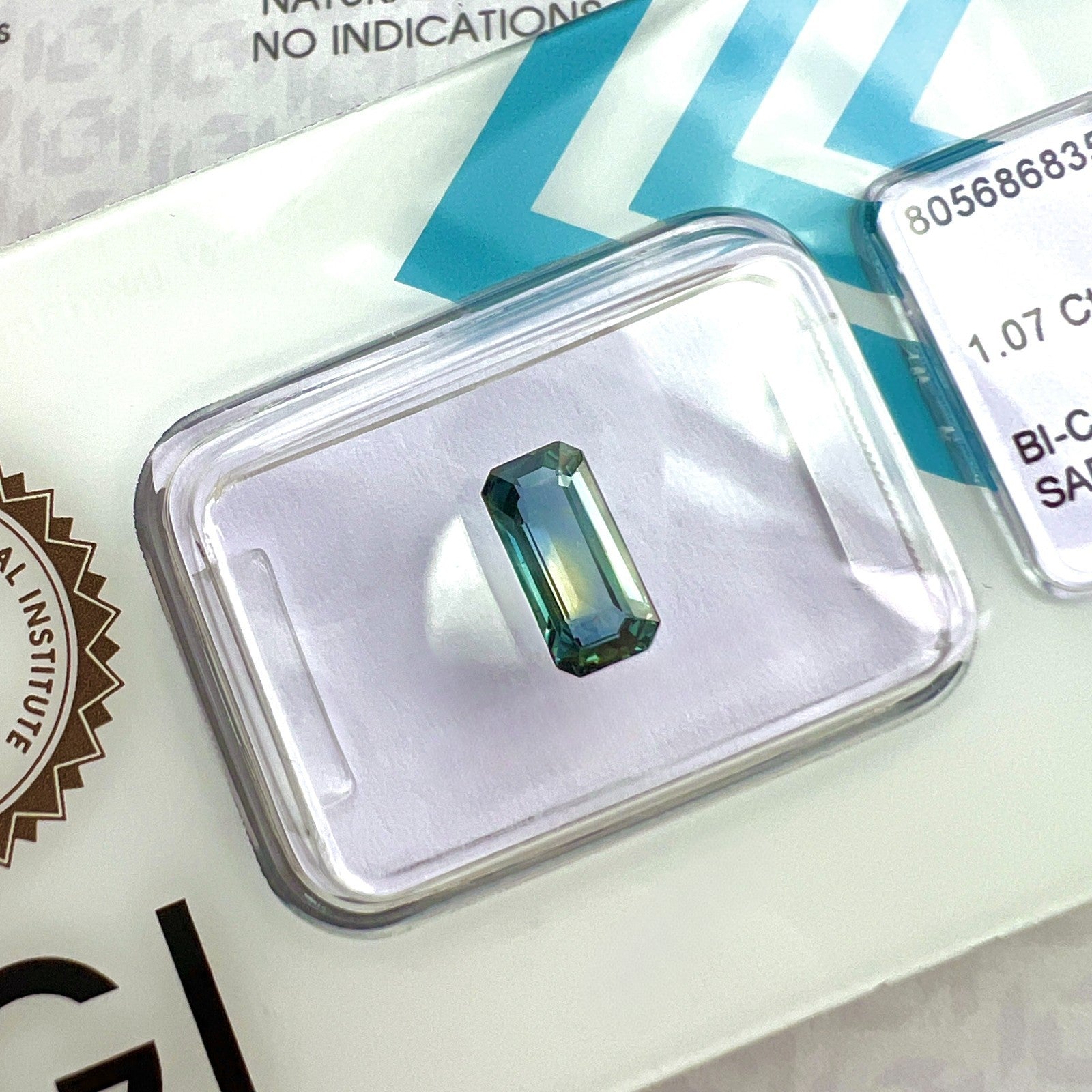 NATURAL 1.07ct IGI Certified Bi Colour UNTREATED Blue Yellow Sapphire Octagon — view 3