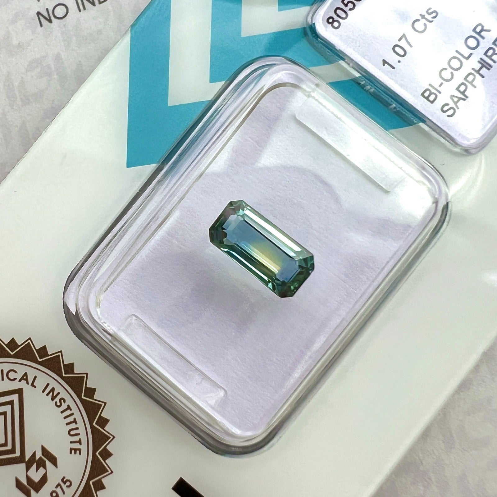 NATURAL 1.07ct IGI Certified Bi Colour UNTREATED Blue Yellow Sapphire Octagon — view 4