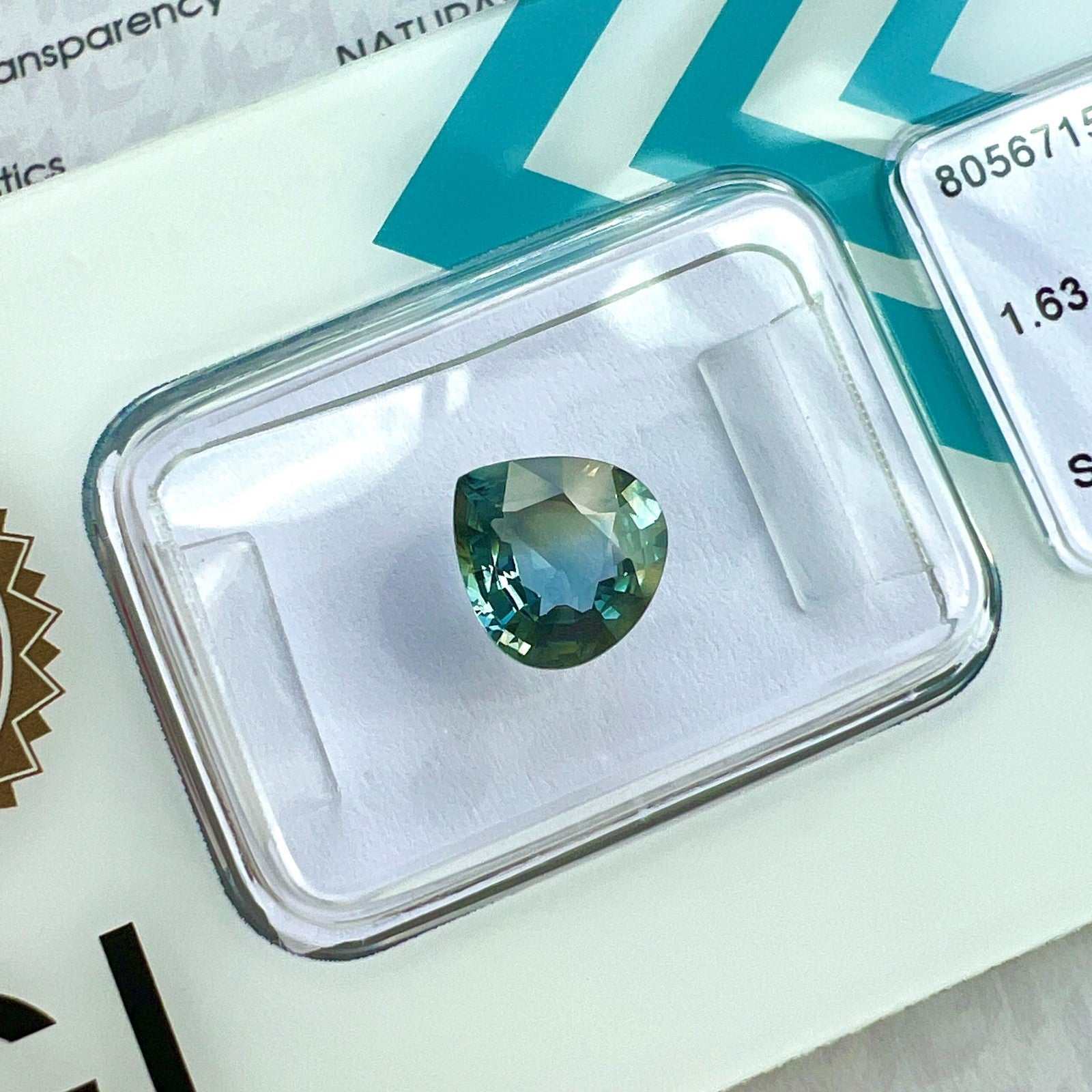 IGI CERTIFIED 1.63ct NATURAL Sapphire Yellow Blue Pear Cut Gemstone In Blister