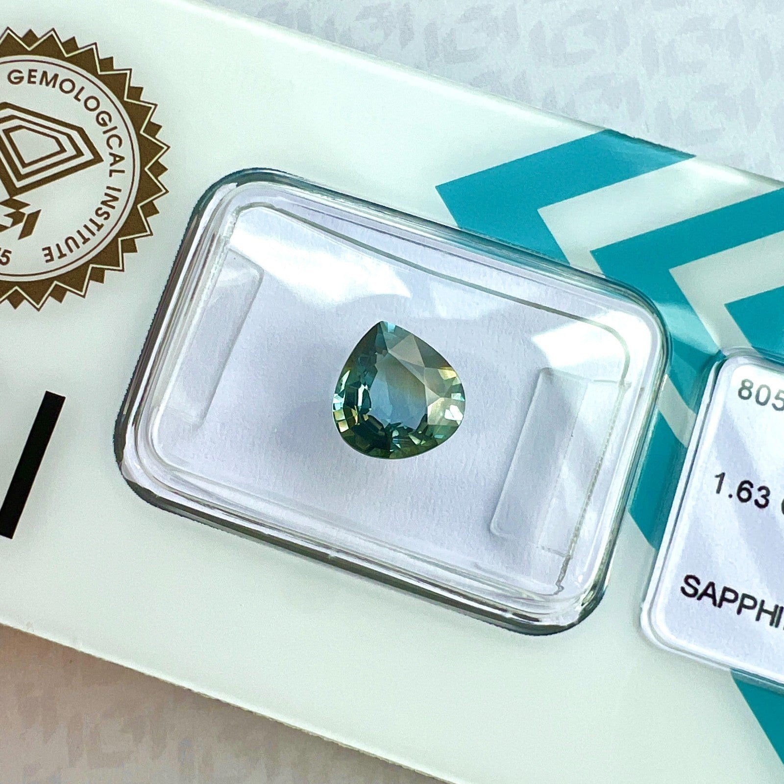 IGI CERTIFIED 1.63ct NATURAL Sapphire Yellow Blue Pear Cut Gemstone In Blister — view 3