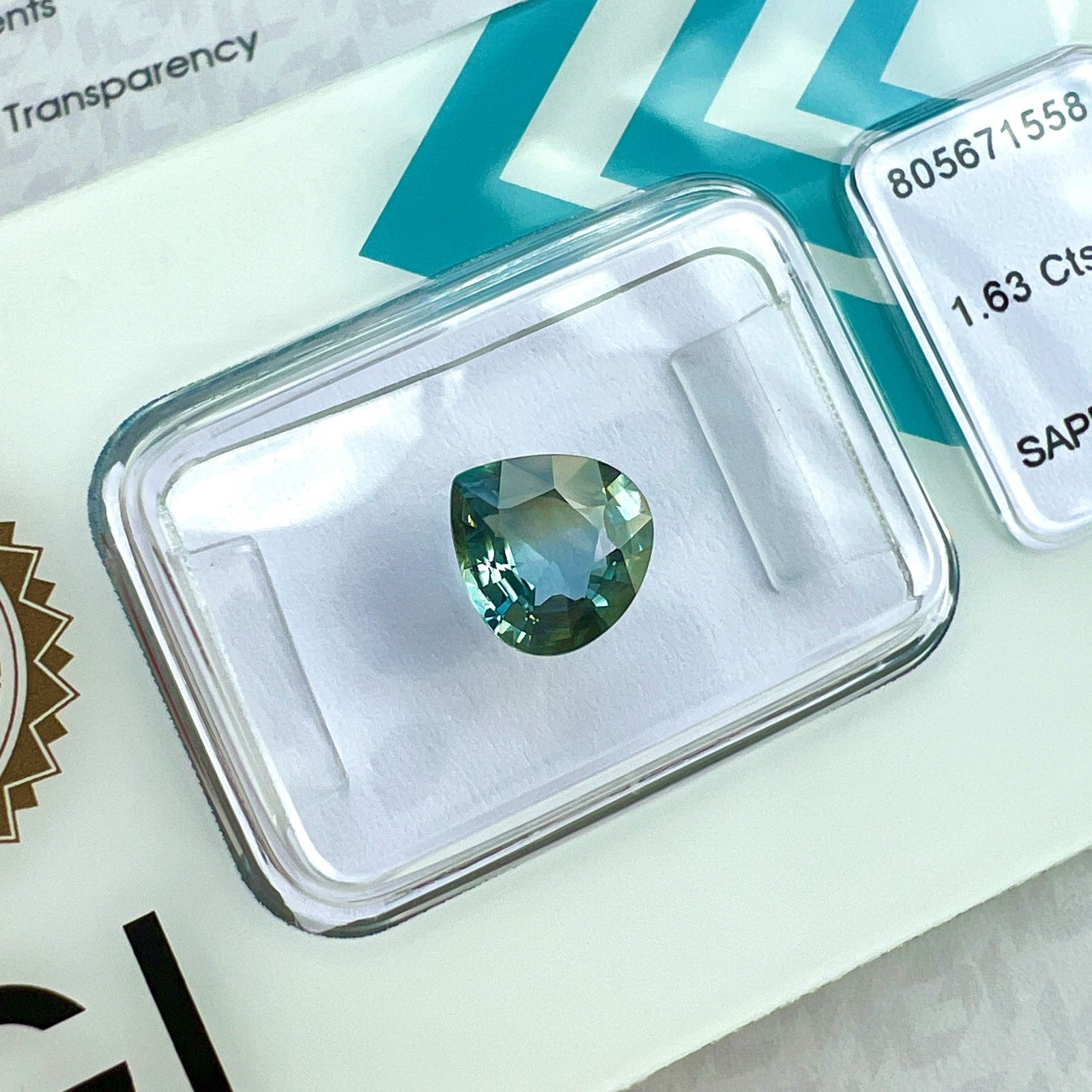 IGI CERTIFIED 1.63ct NATURAL Sapphire Yellow Blue Pear Cut Gemstone In Blister — view 4