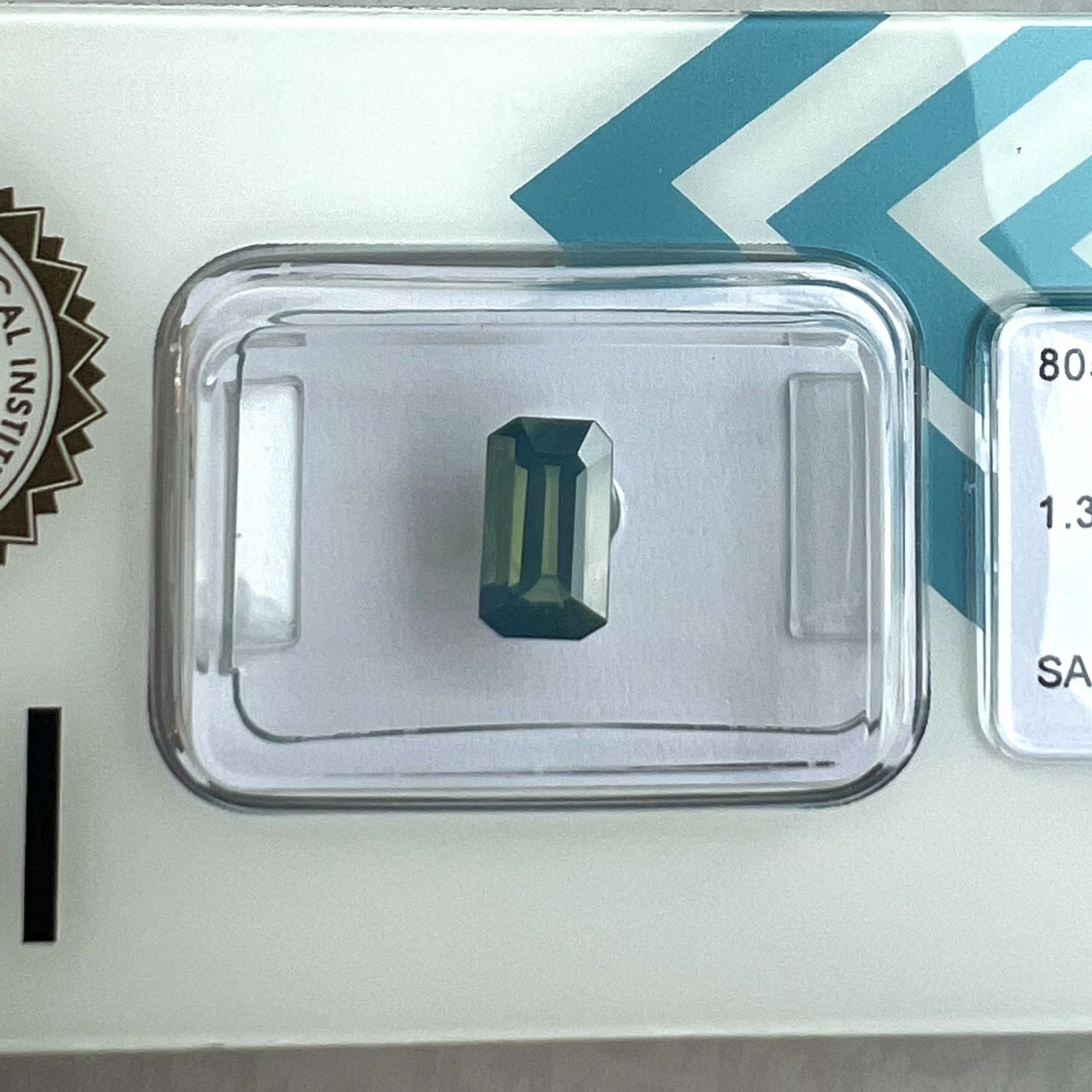 IGI CERTIFIED 1.32ct HAZY SILKY Australia Green Blue Sapphire Emerald Octagon — view 5