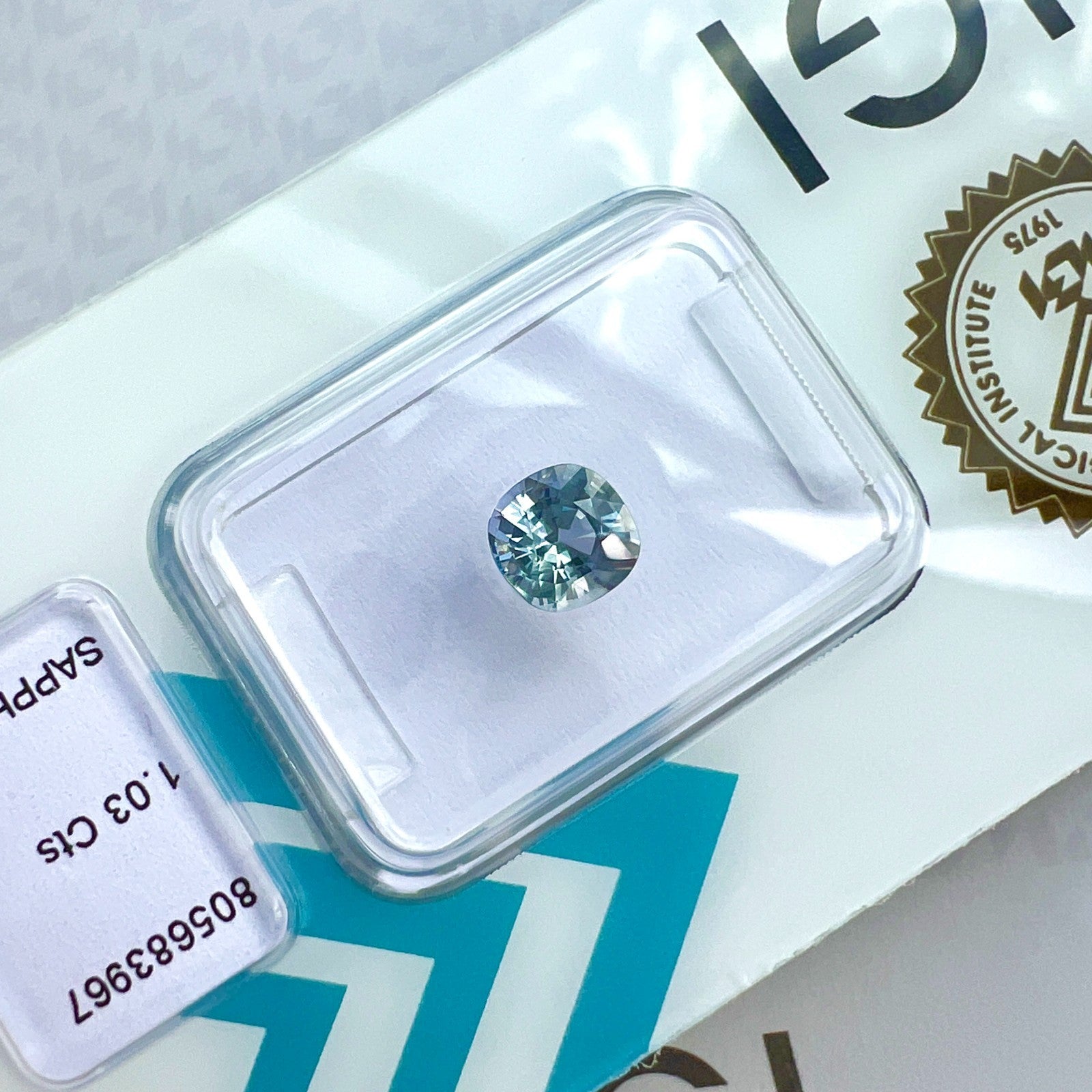 1.03ct IGI CERTIFIED Green Violet Blue AUSTRALIAN Sapphire CUSHION Cut Gem — view 3
