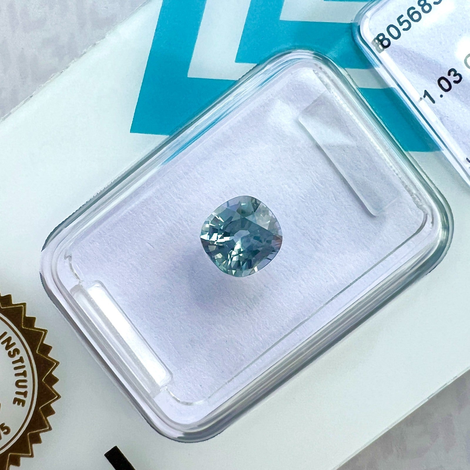1.03ct IGI CERTIFIED Green Violet Blue AUSTRALIAN Sapphire CUSHION Cut Gem — view 5