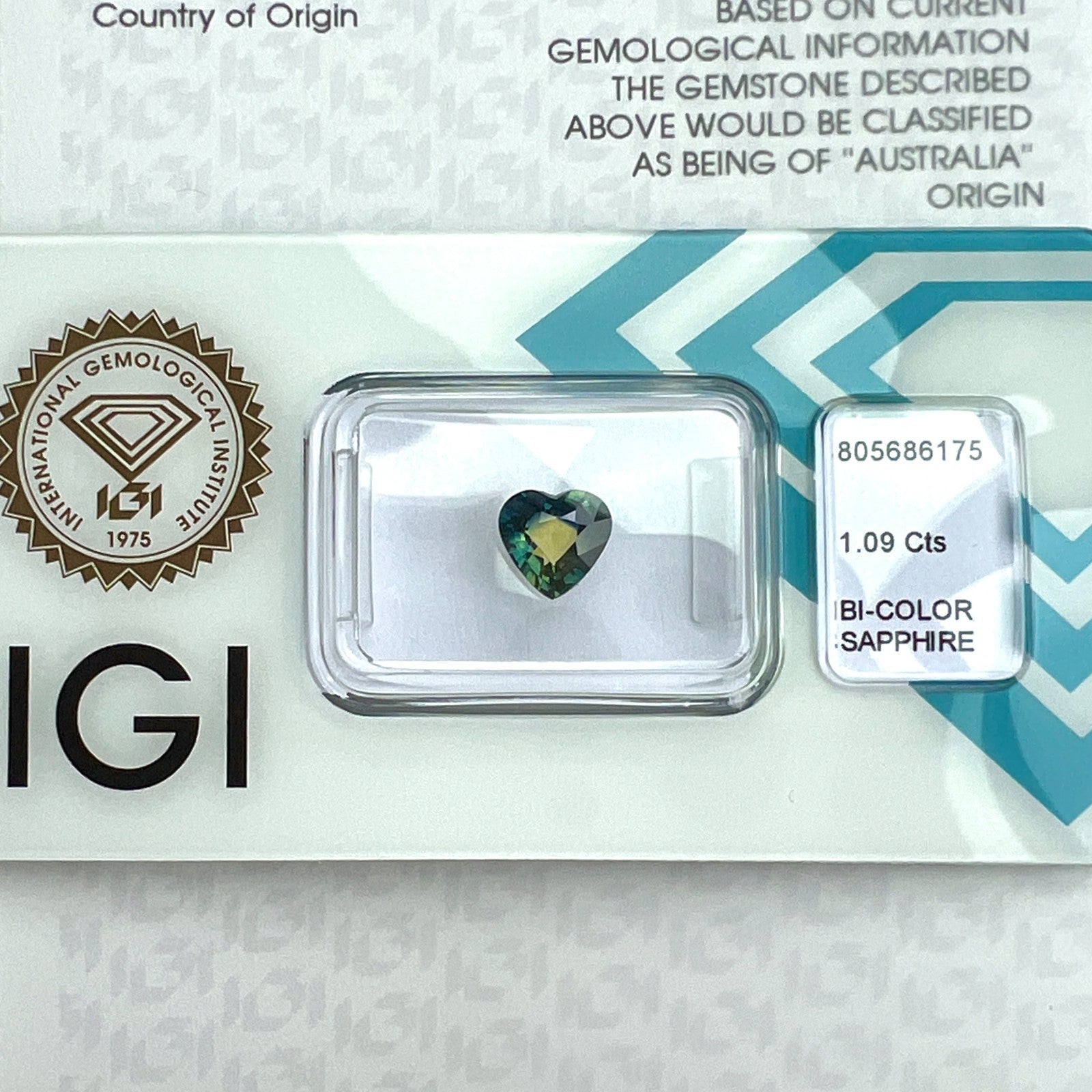 1.09ct Unique IGI CERTIFIED Bi Colour Blue Yellow AUSTRALIAN Sapphire UNTREATED — view 5