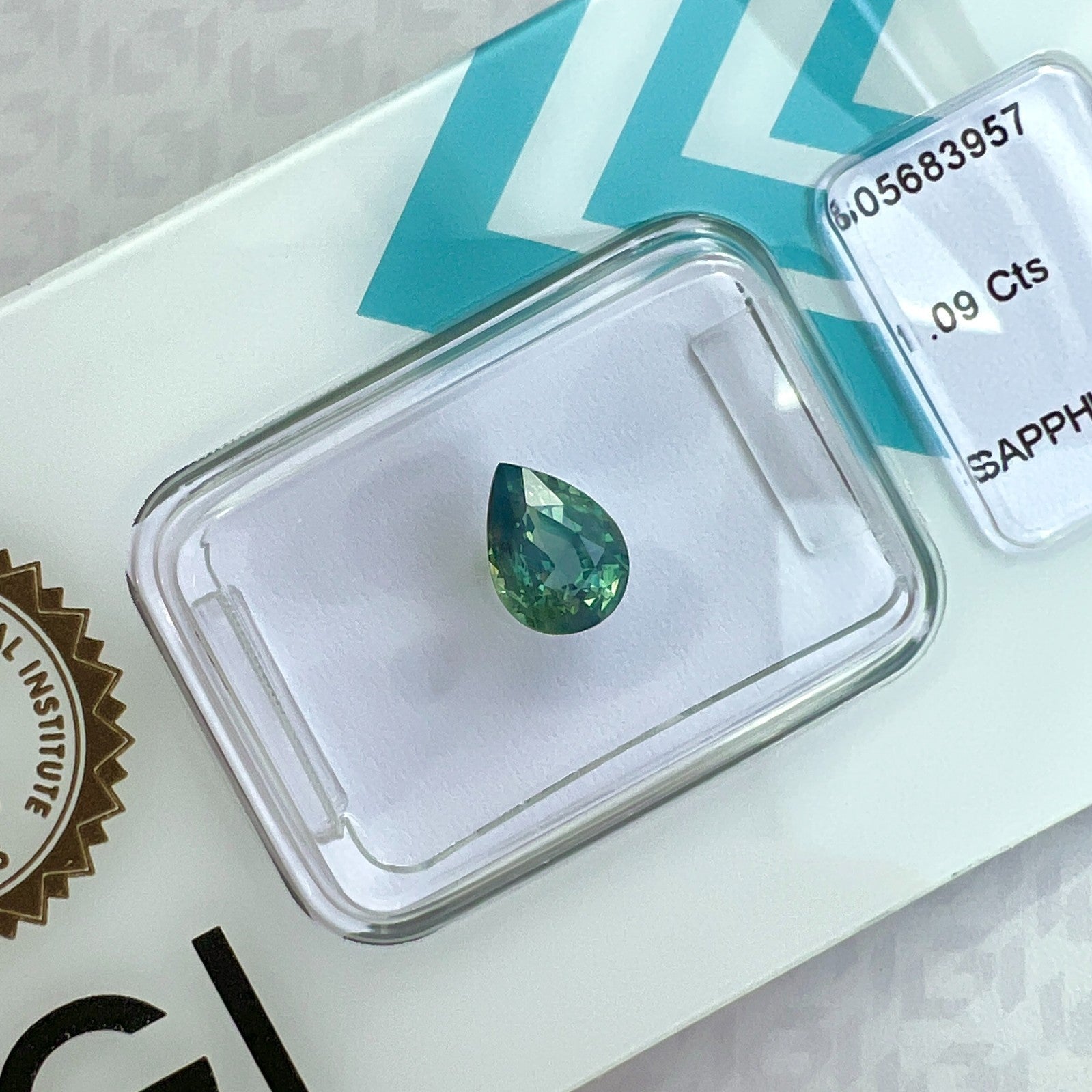IGI CERTIFIED 1.09ct Sapphire AUSTRALIA Deep Green Blue TEAL Pear Cut NATURAL