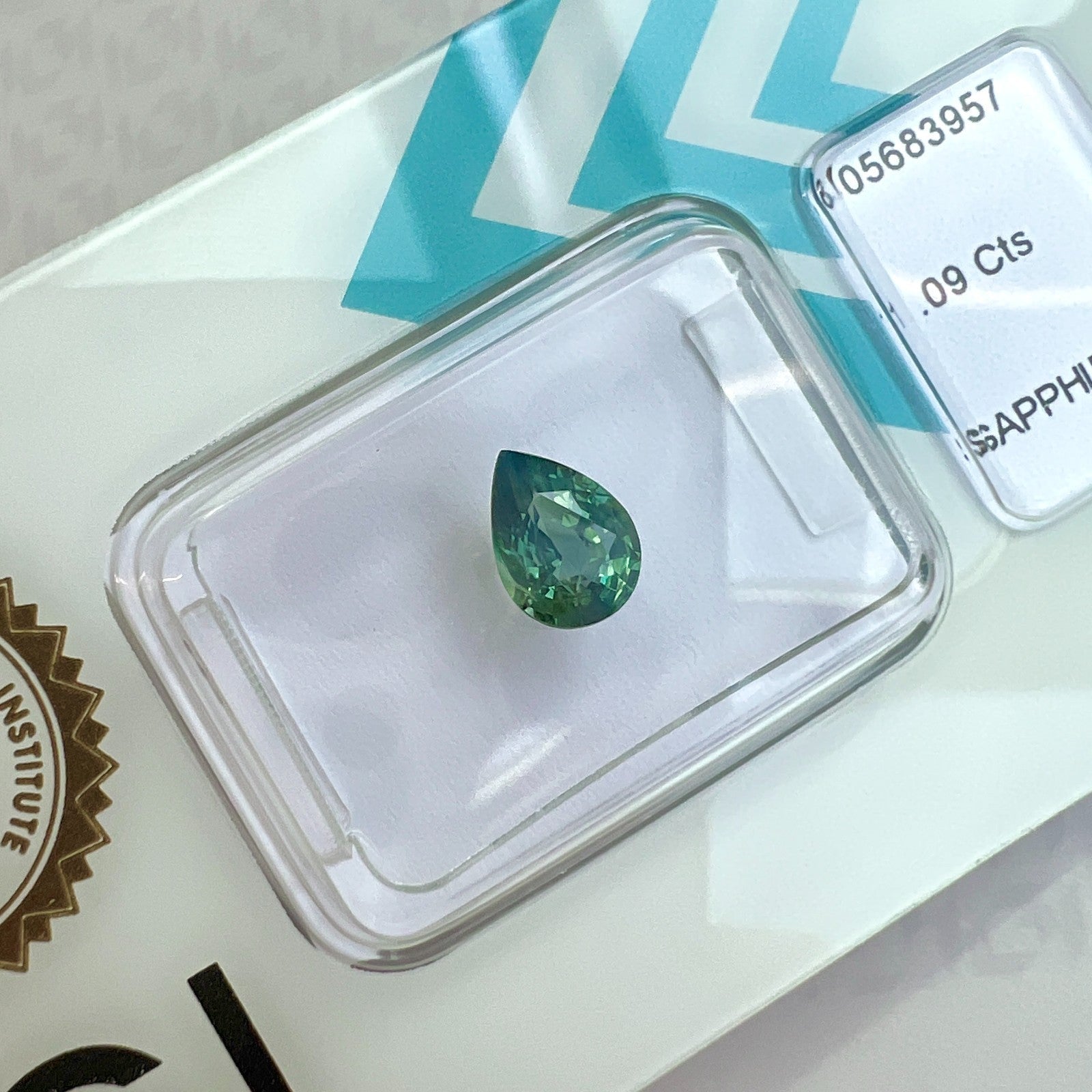 IGI CERTIFIED 1.09ct Sapphire AUSTRALIA Deep Green Blue TEAL Pear Cut NATURAL — view 3
