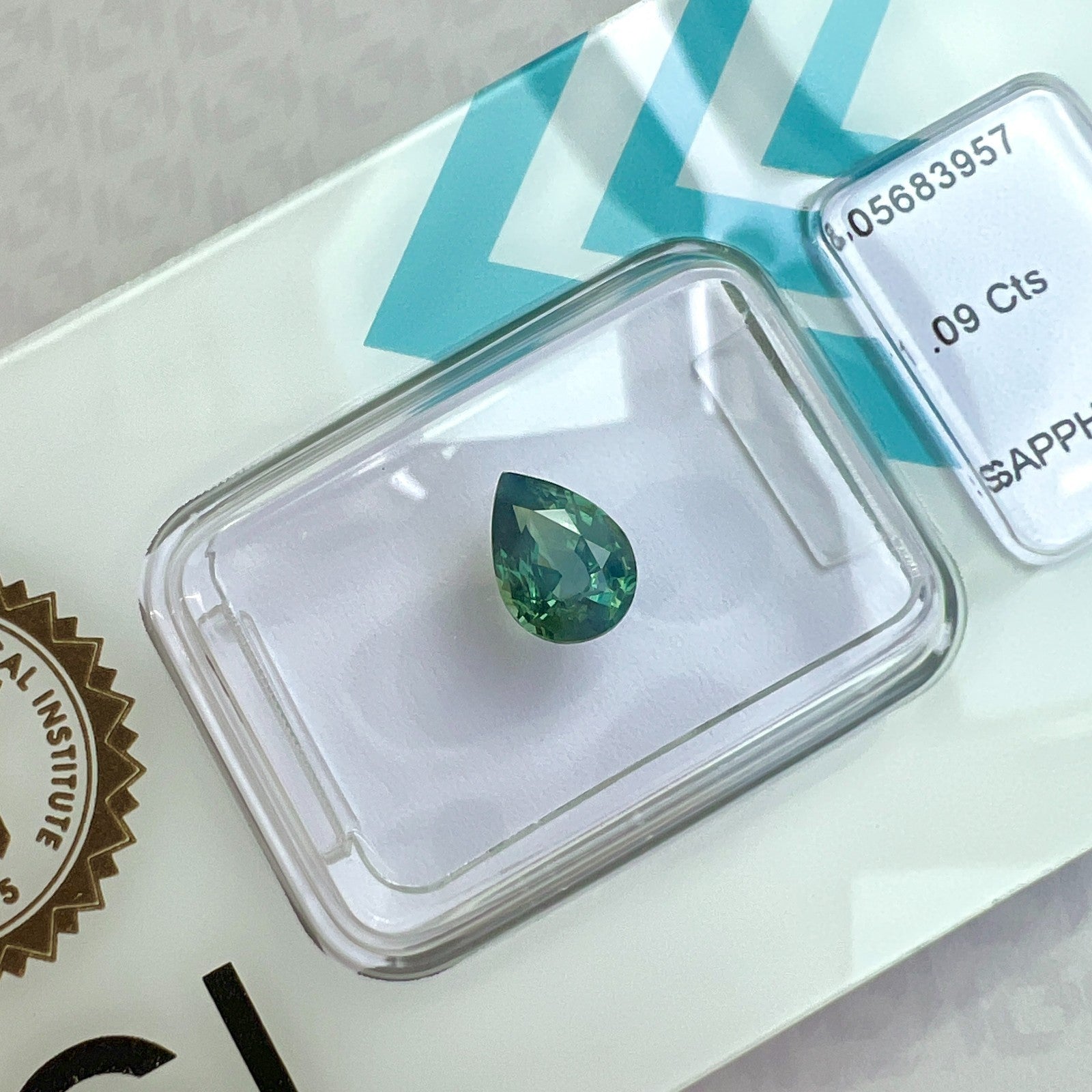IGI CERTIFIED 1.09ct Sapphire AUSTRALIA Deep Green Blue TEAL Pear Cut NATURAL — view 5