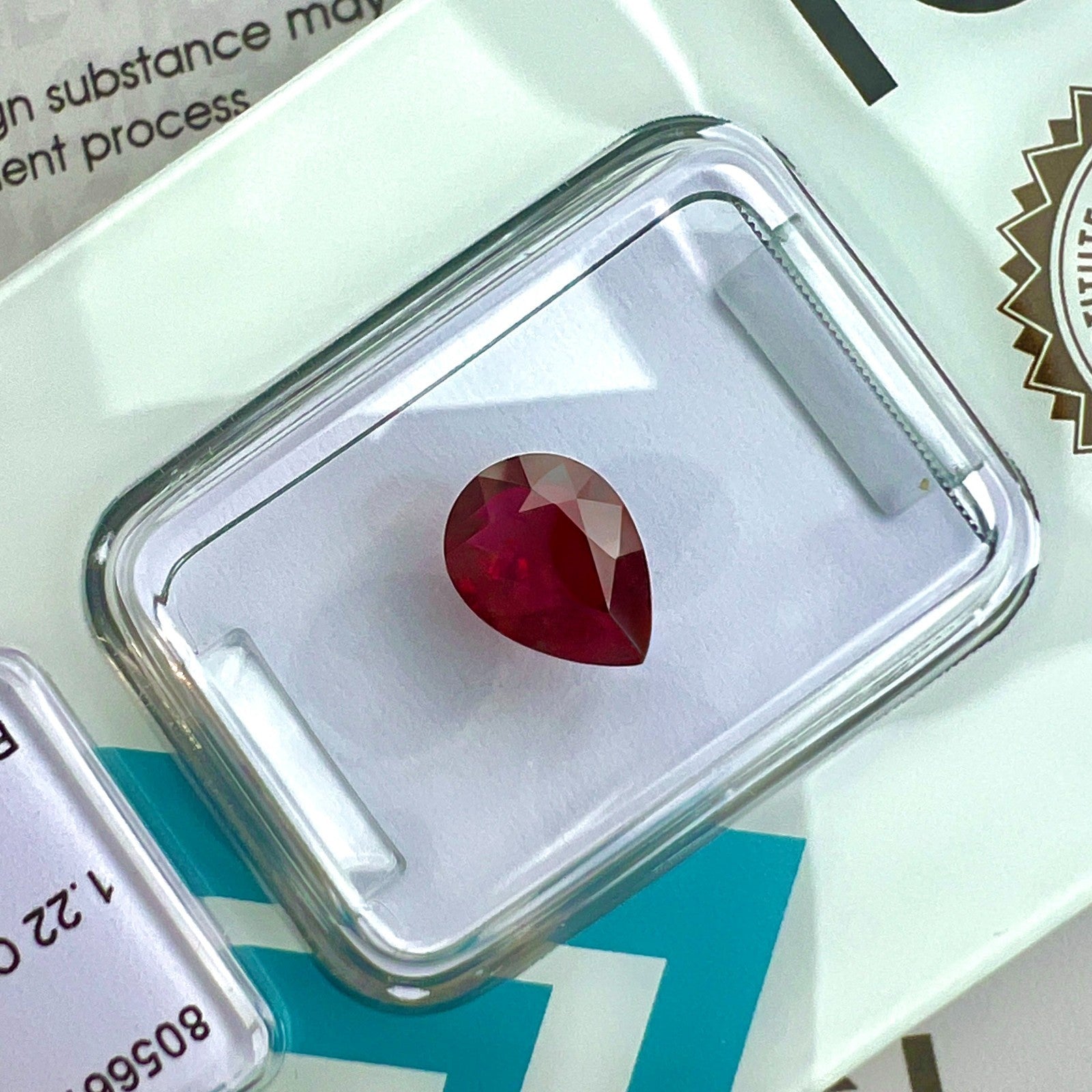 IGI CERTIFIED 1.22ct Pink Red Ruby PEAR Cut Mozambique RARE Blister Gemstone — view 5