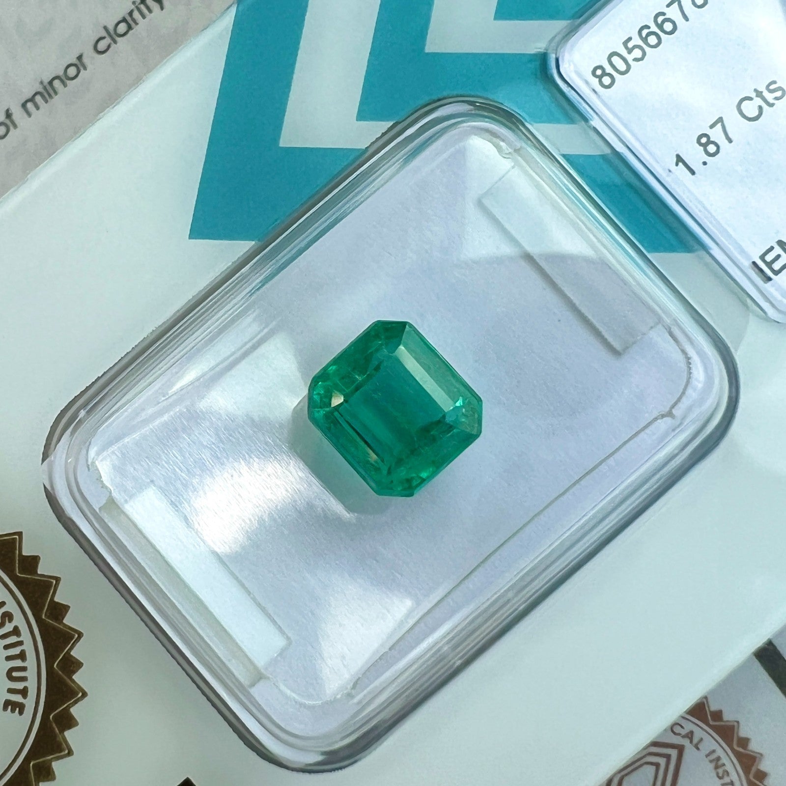 IGI CERTIFIED 1.87ct NATURAL Zambian Emerald Deep Green Octagon Cut Gemstone