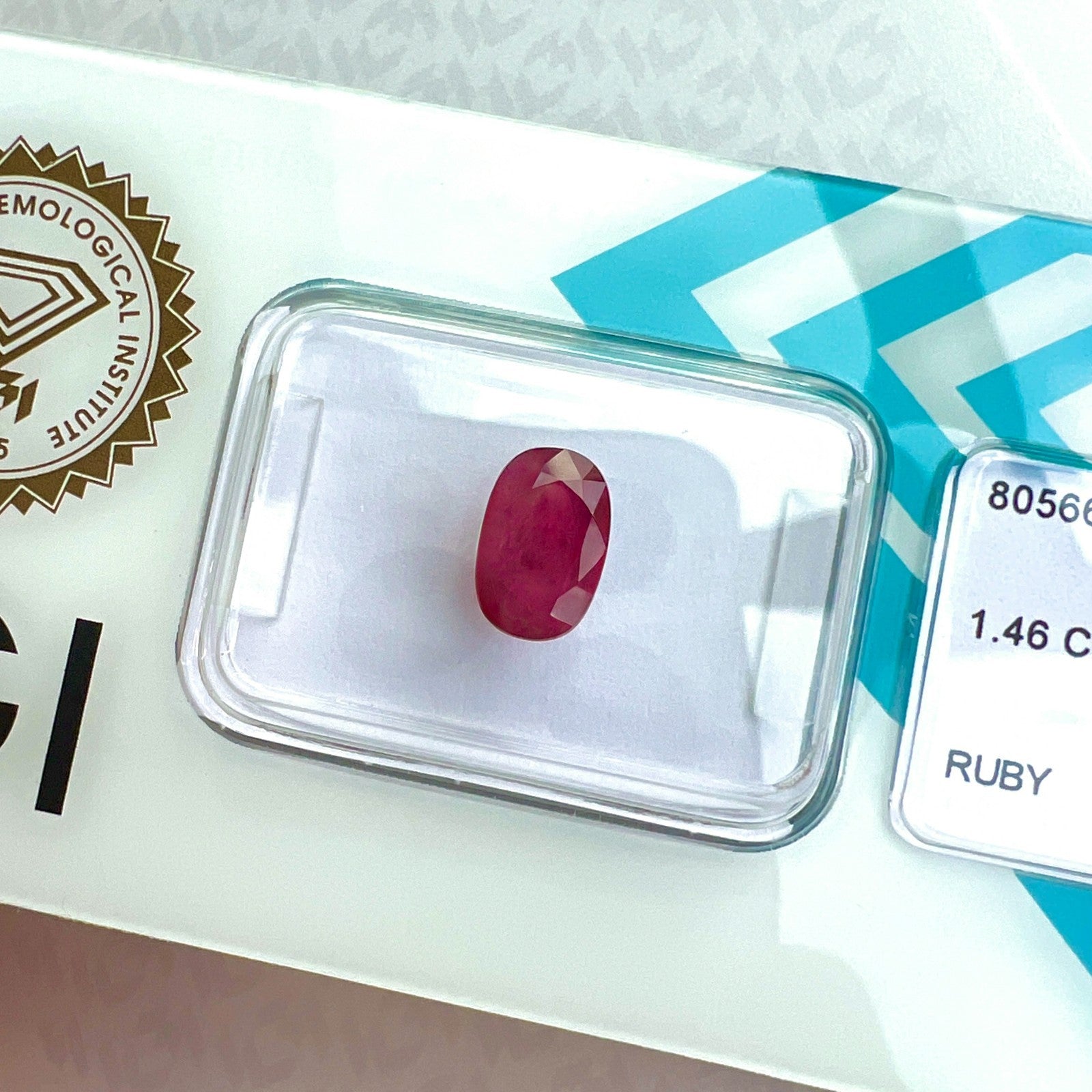 Natural IGI CERTIFIED 1.46ct DEEP Purple Pink Red Ruby Oval Cut SEALED Gemstone — view 3