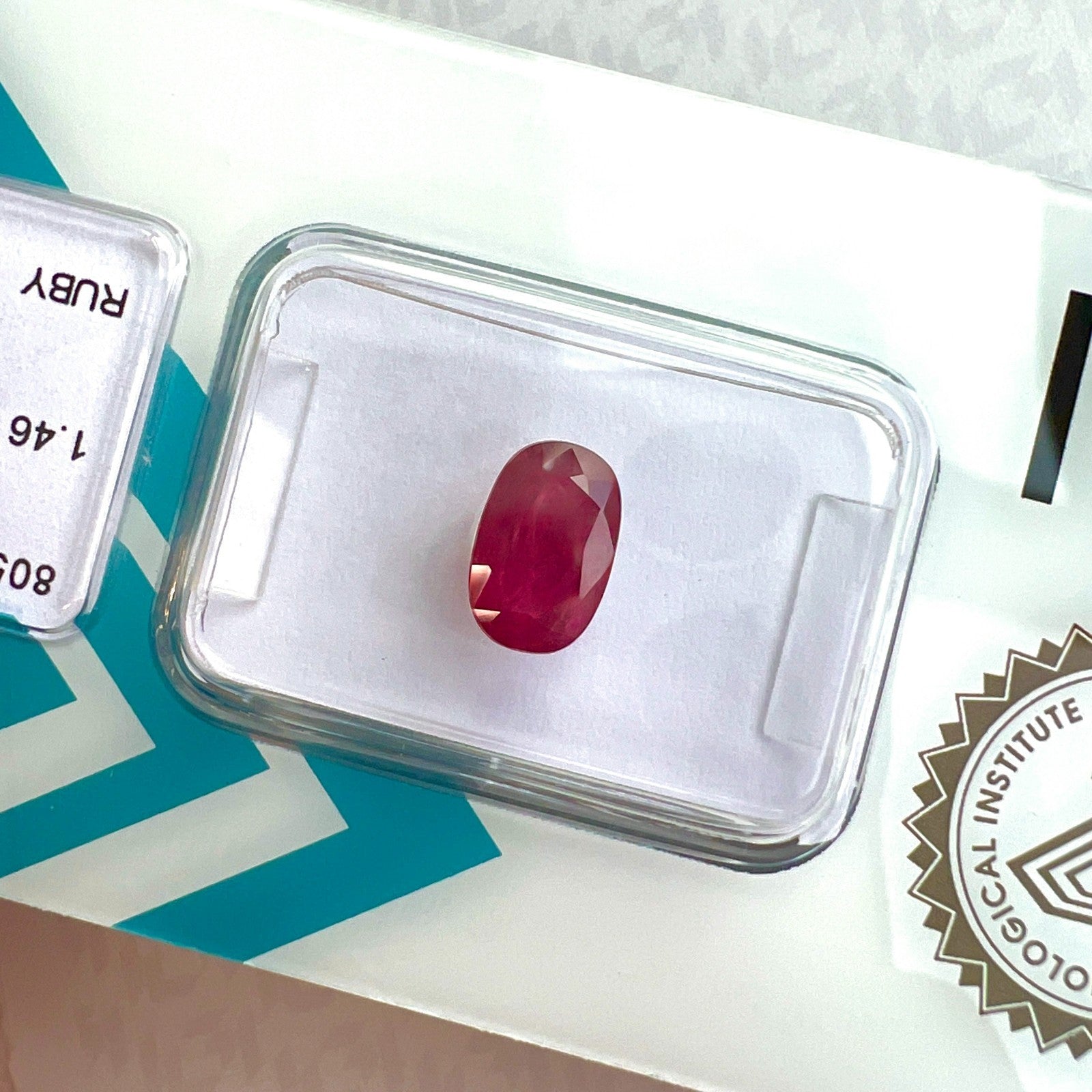 Natural IGI CERTIFIED 1.46ct DEEP Purple Pink Red Ruby Oval Cut SEALED Gemstone — view 5