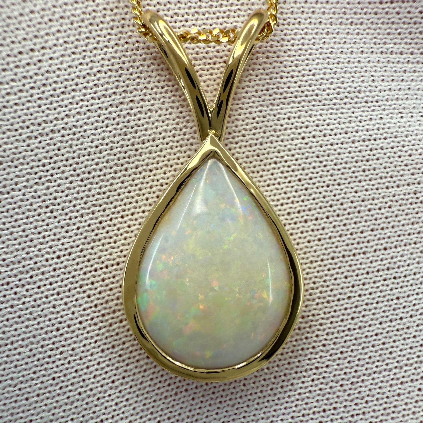 Natural 2.76ct Australian Opal Pear Cabochon 18k Yellow Gold Pendant Necklace — view 5