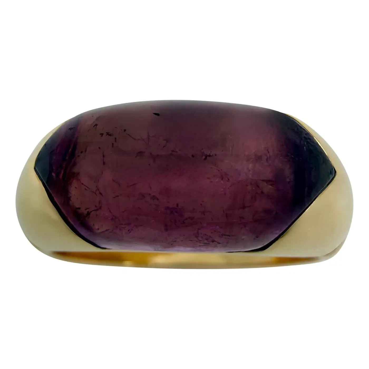 Bvlgari Certica Tronchetto 18k Yellow Gold Rubellite Pink Purple Tourmaline Ring