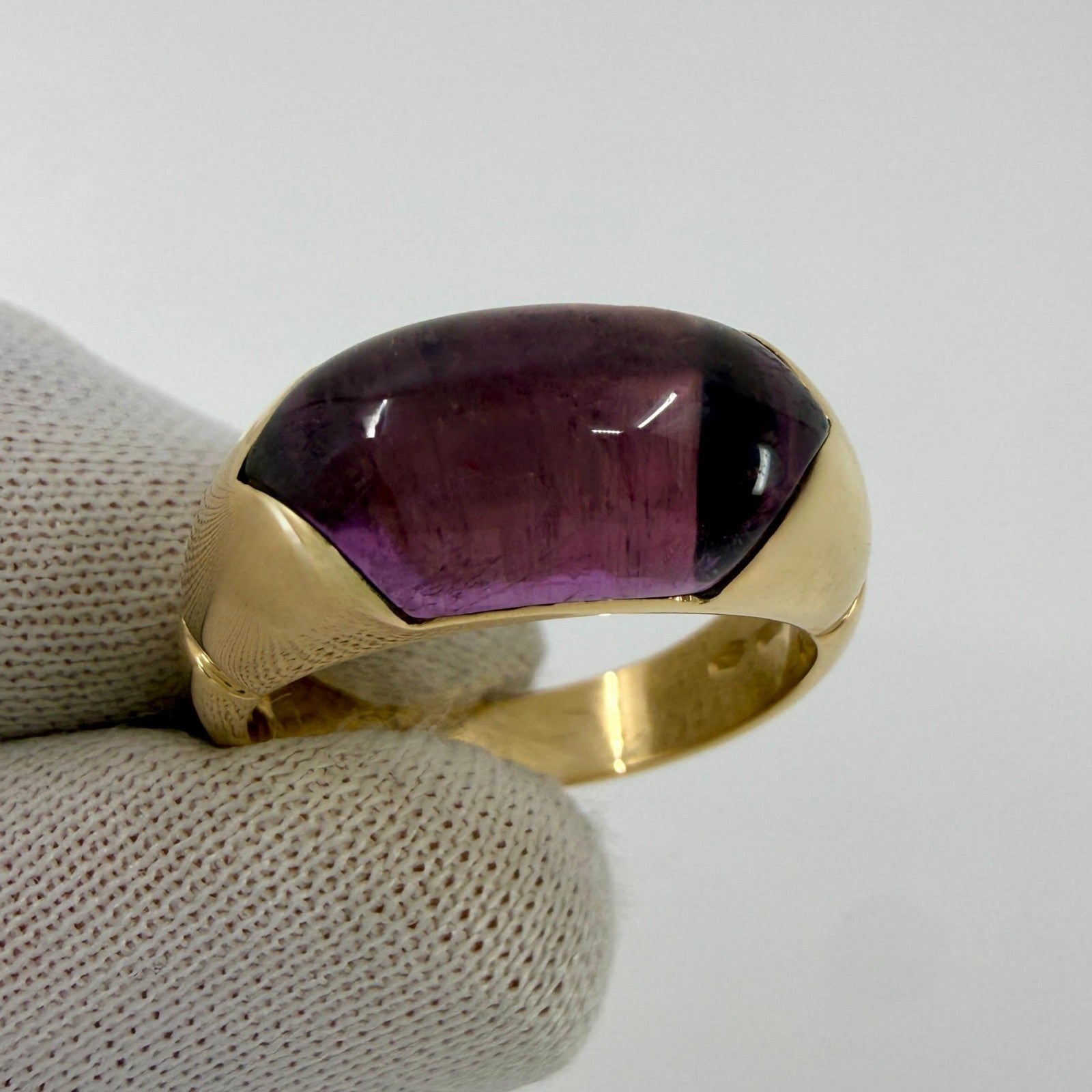 Bvlgari Certica Tronchetto 18k Yellow Gold Rubellite Pink Purple Tourmaline Ring — view 3