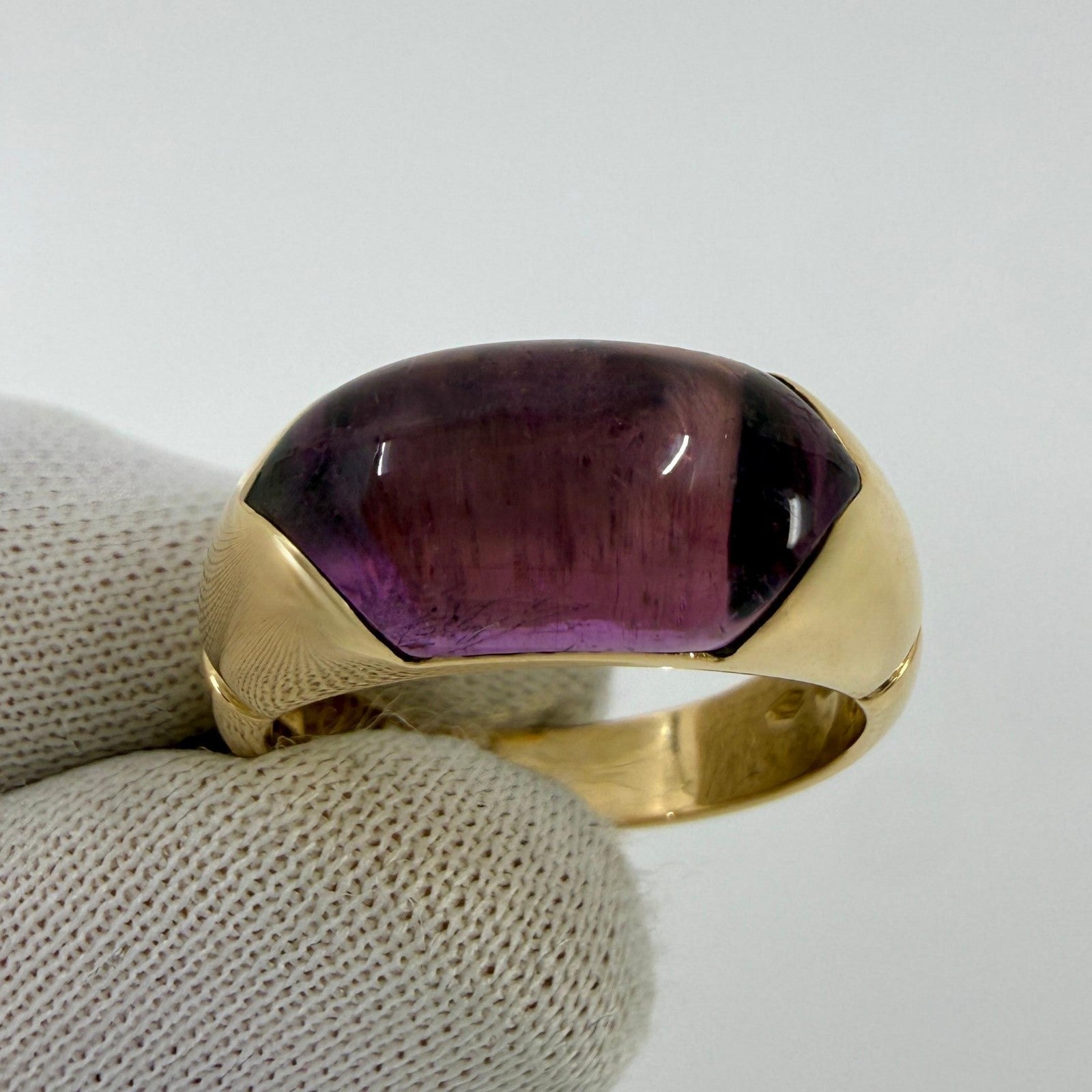 Bvlgari Certica Tronchetto 18k Yellow Gold Rubellite Pink Purple Tourmaline Ring — view 5