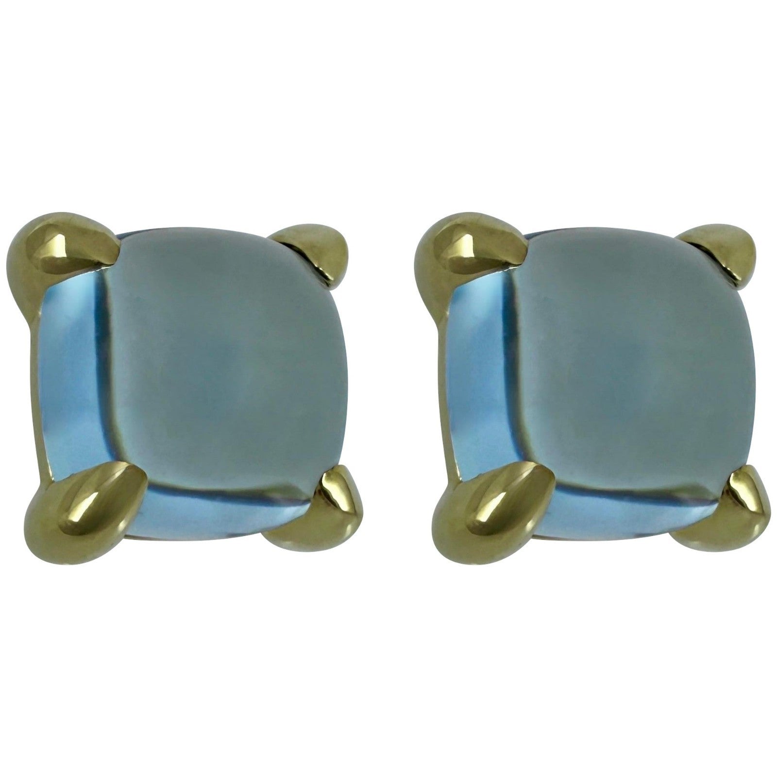 Tiffany & Co. Paloma Picasso Blue Topaz Sugarloaf 18k Yellow Gold Earring Studs