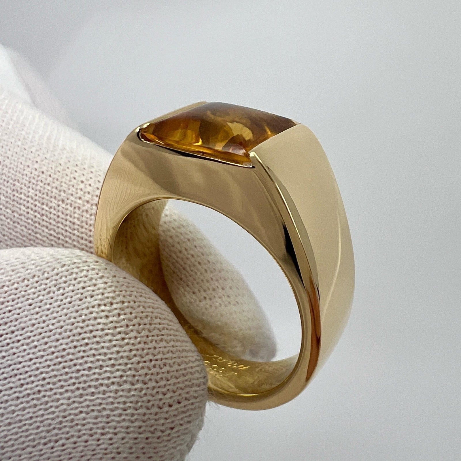 Cartier Rare Vintage Orange Citrine 18k Yellow Gold Tank Band Solo Ring 53 — view 5