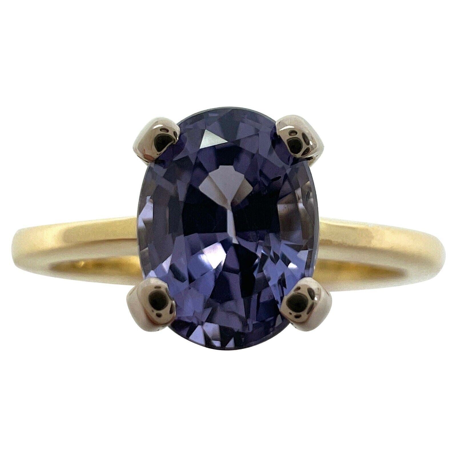 1.14 Carat Lilac Purple Spinel Oval Cut 18k Yellow & White Gold Solitaire Ring