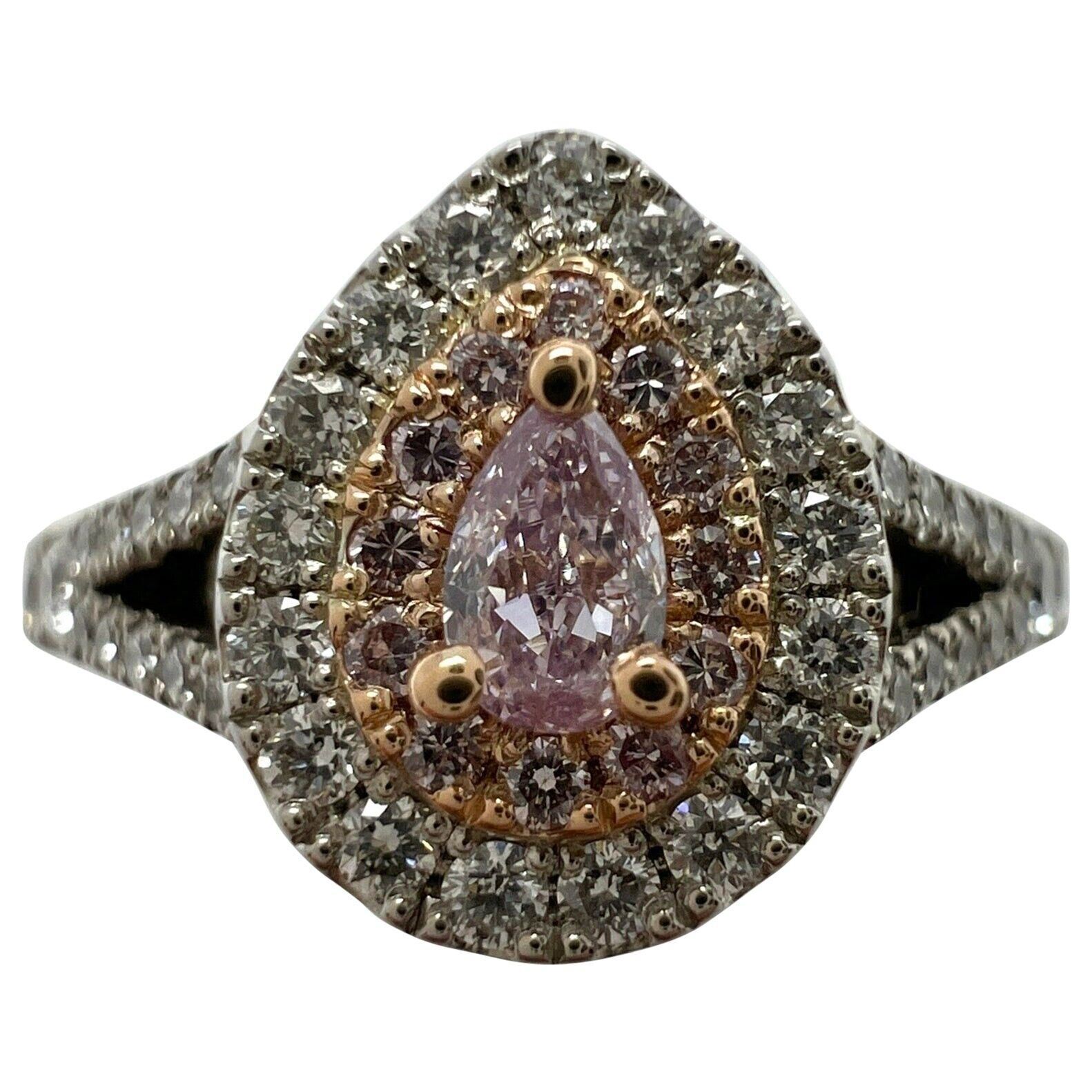 IGI Certified Untreated Pink Diamond 18k Rose And White Gold Cluster Halo Ring — view 1