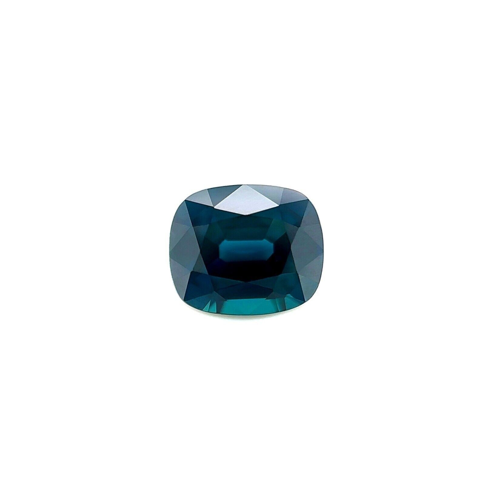 1.10ct Teal Blue Sapphire UNTREATED GRA Certified Cushion Cut No Heat 6.4x5.4mm — view 1