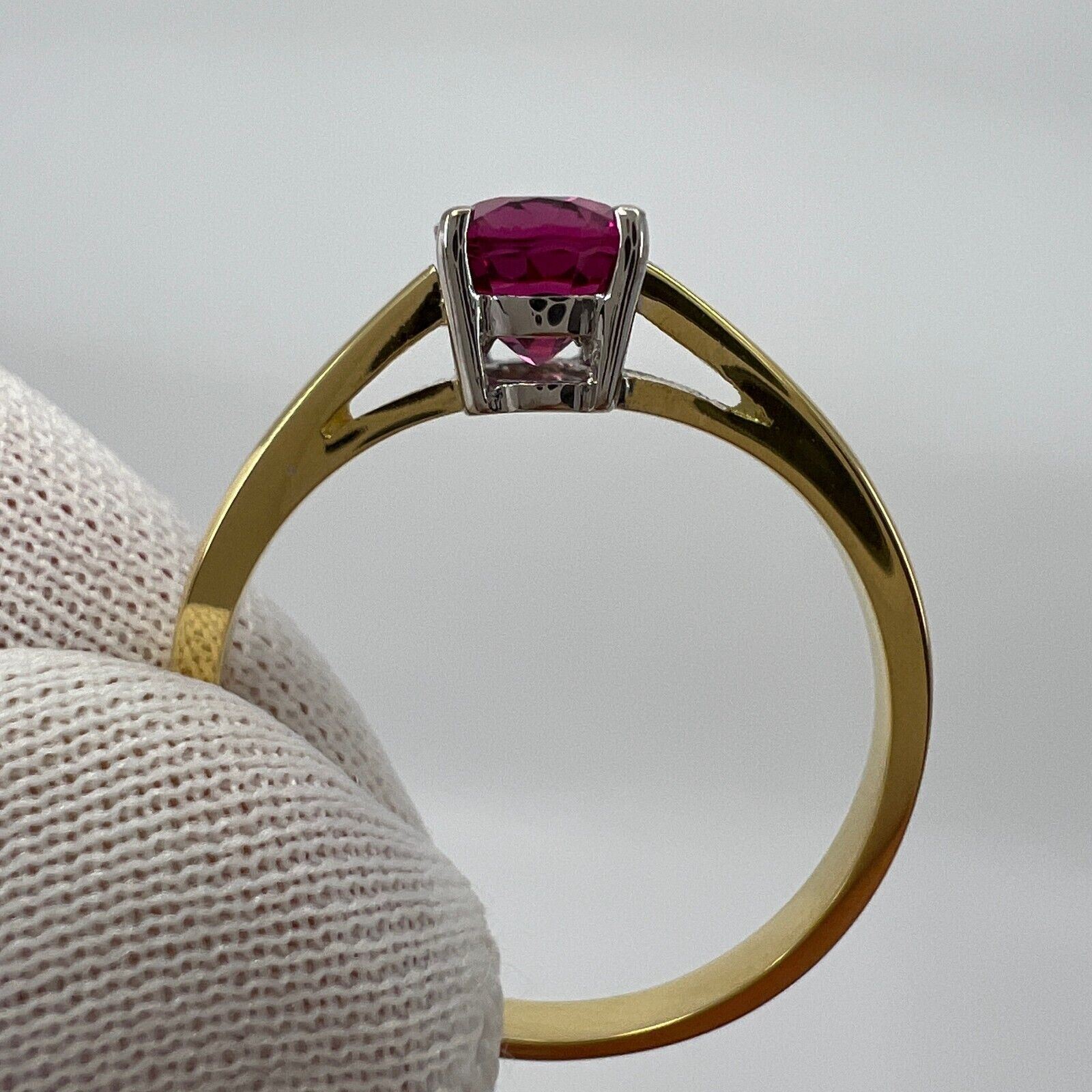 1.10ct Vivid Pink Purple Rubellite Tourmaline Oval Cut 18k Gold Solitaire Ring — view 4