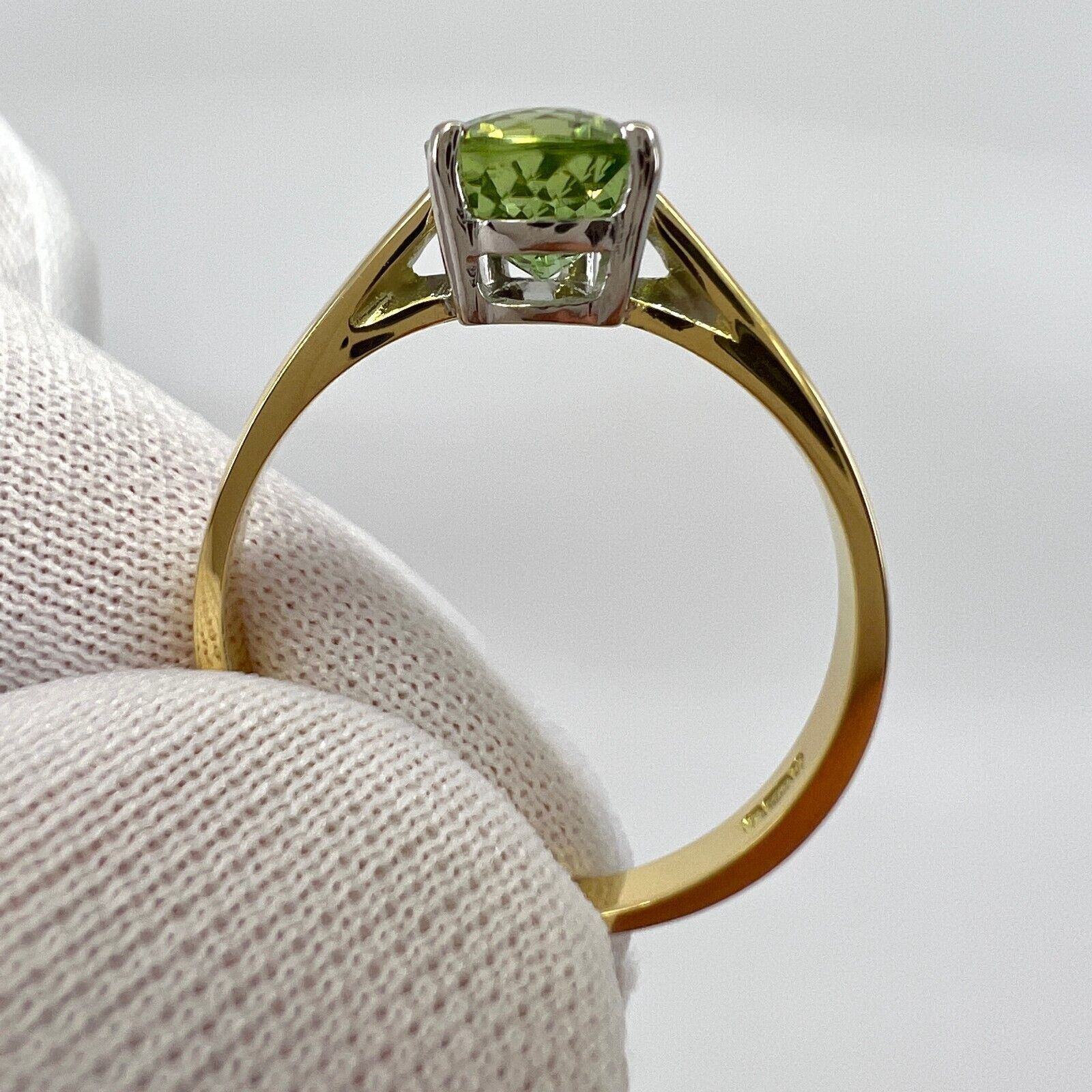 1.31ct Light Green Tourmaline Pear Cut 18k Yellow And White Gold Solitaire Ring — view 4