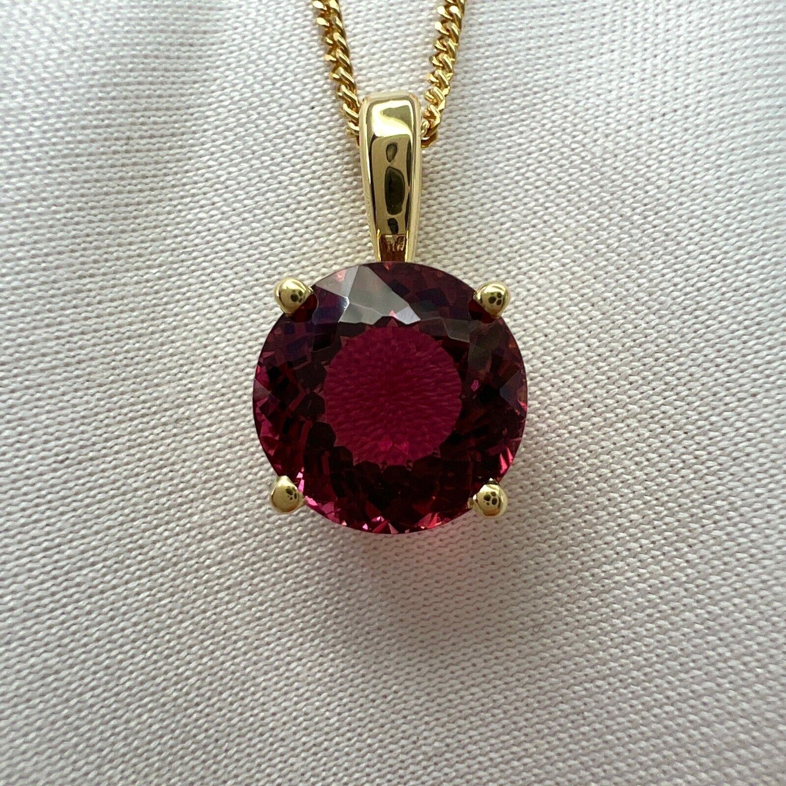 2.56ct Rubellite Tourmaline Pink Orange Fancy Round Cut 18k Yellow Gold Pendant — view 2