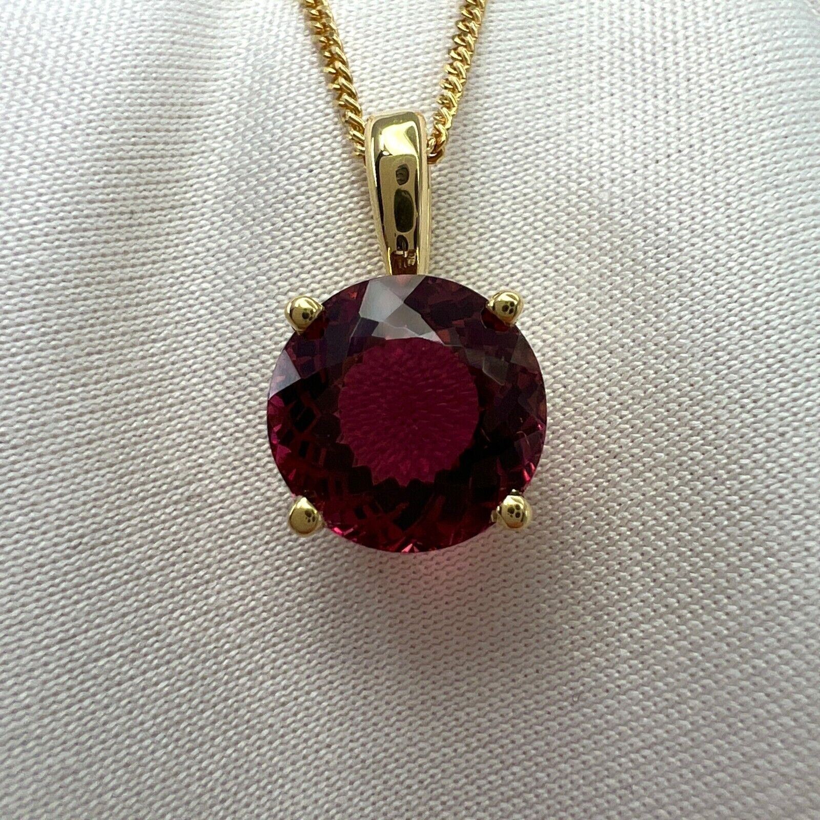 2.56ct Rubellite Tourmaline Pink Orange Fancy Round Cut 18k Yellow Gold Pendant — view 3