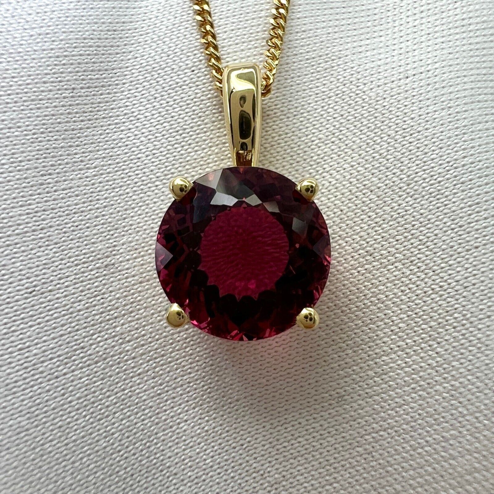 2.56ct Rubellite Tourmaline Pink Orange Fancy Round Cut 18k Yellow Gold Pendant — view 4