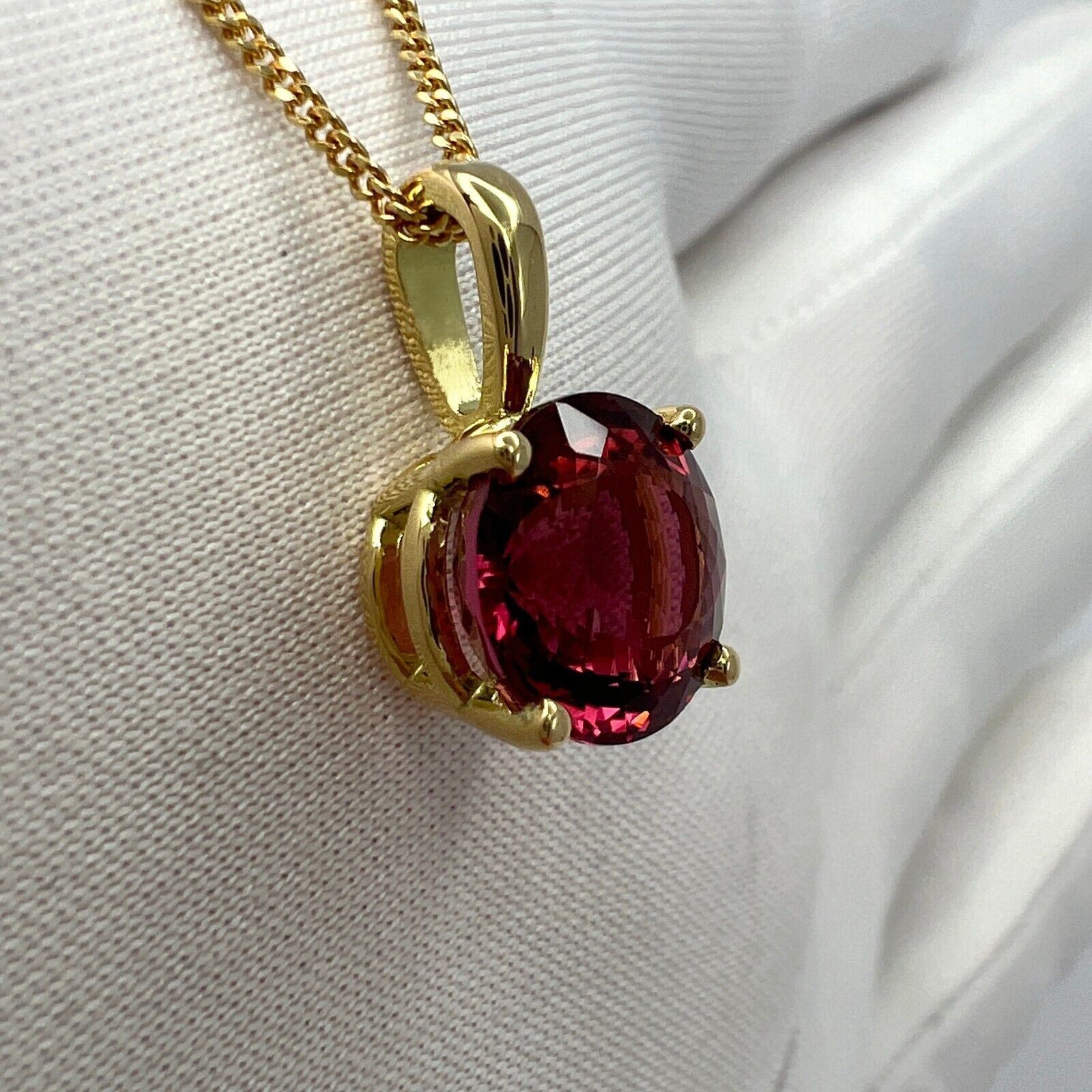 2.56ct Rubellite Tourmaline Pink Orange Fancy Round Cut 18k Yellow Gold Pendant — view 5
