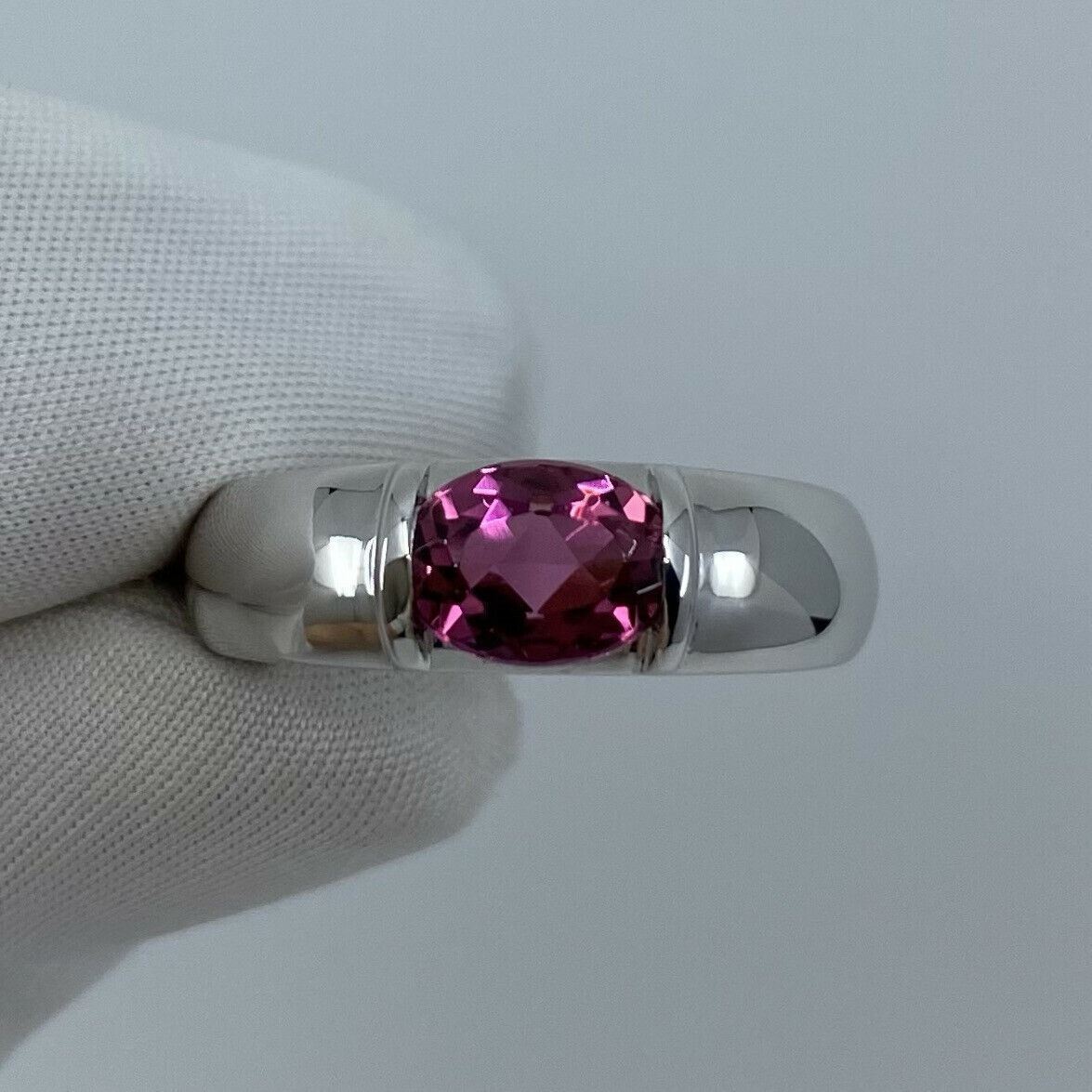 RARE Vintage Chaumet Paris Pink Tourmaline 18k White Gold Ring & Chaumet Box — view 5